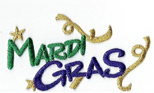 Colorful Mardi Gras Embroidered Iron-On Patches - Green, Purple & Gold - Perfect for Costumes, Hats, Jackets & DIY Crafts