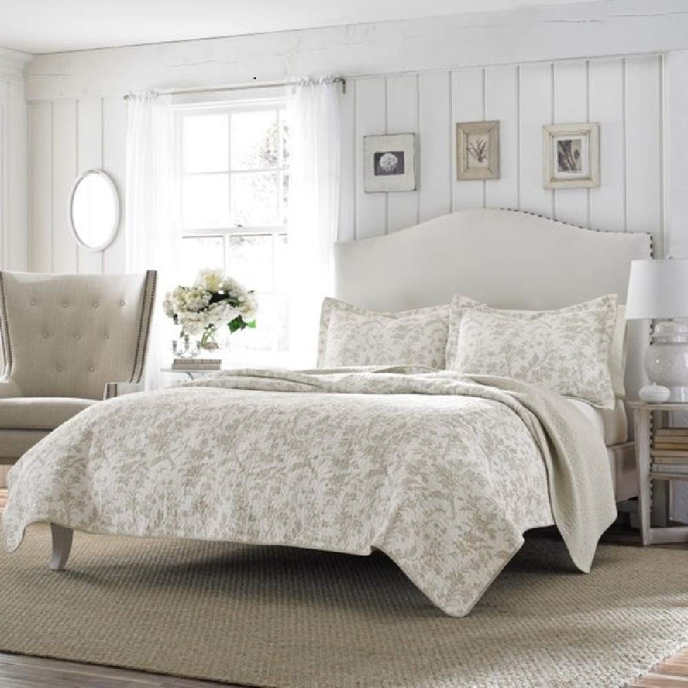 3 Piece Reversible Floral Cotton Quilt Set Full/Queen Size - Lightweight Soft Farmhouse Bedding for Comfortable Sleep | Breathable Colorful Off-White Coverlet Set | Perfect for Bedroom Decor, Guest Rooms & Cozy Home Styling