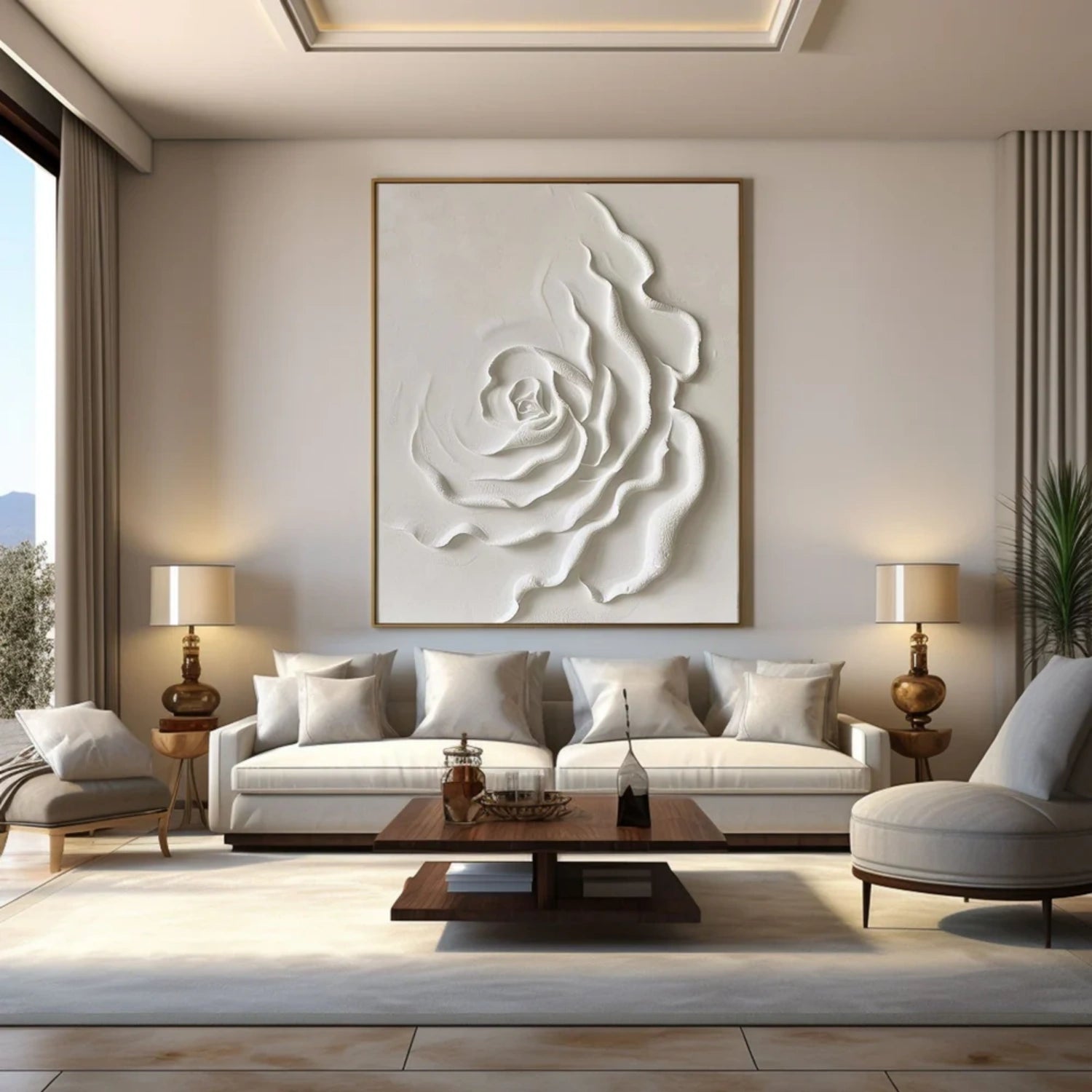 Beautiful Flower and Tree Painting #FT203 - Handmade Canvas Art for Home Decor, Living Room, Bedroom & Office Wall