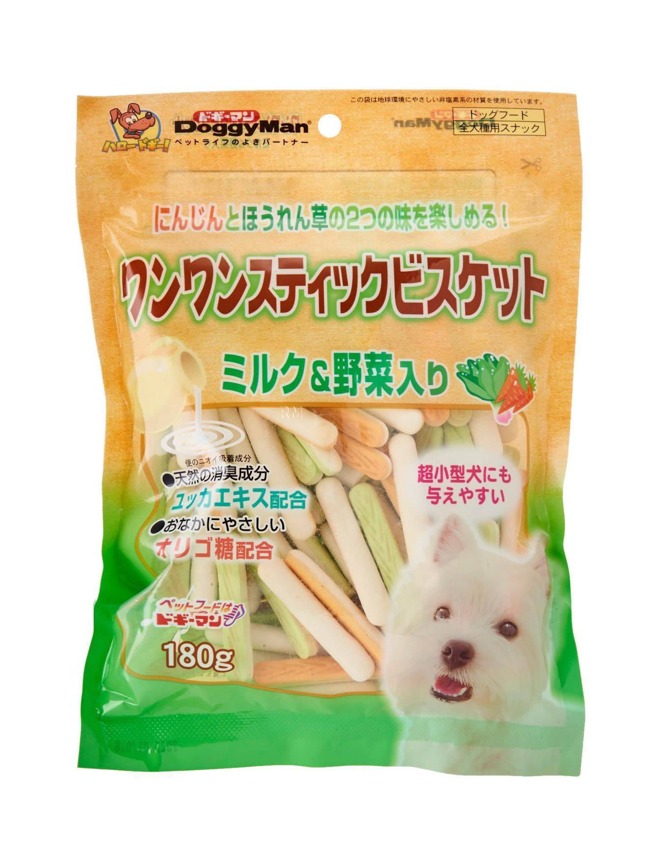 DoggyMan Bowwow Stick Biscuit - Milk & Vegetable Flavor Dog Treats 180g | Healthy Snacks for Training & Rewarding Your Pet