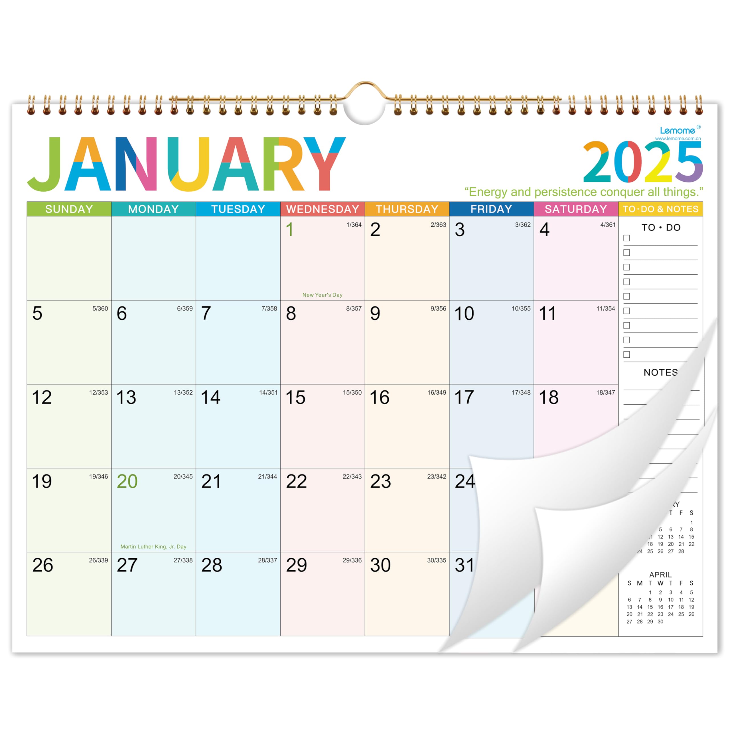2025-2026 Wall Calendar with Julian Dates - 18 Month Large Planner (January 2025 to June 2026) - 14.8