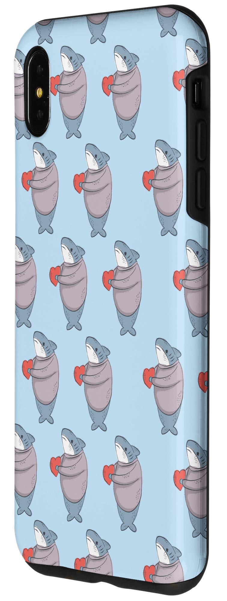 Cute Shark With Love iPhone XS Max Phone Case - Seamless Pattern Protective Cover for Everyday Use & Travel