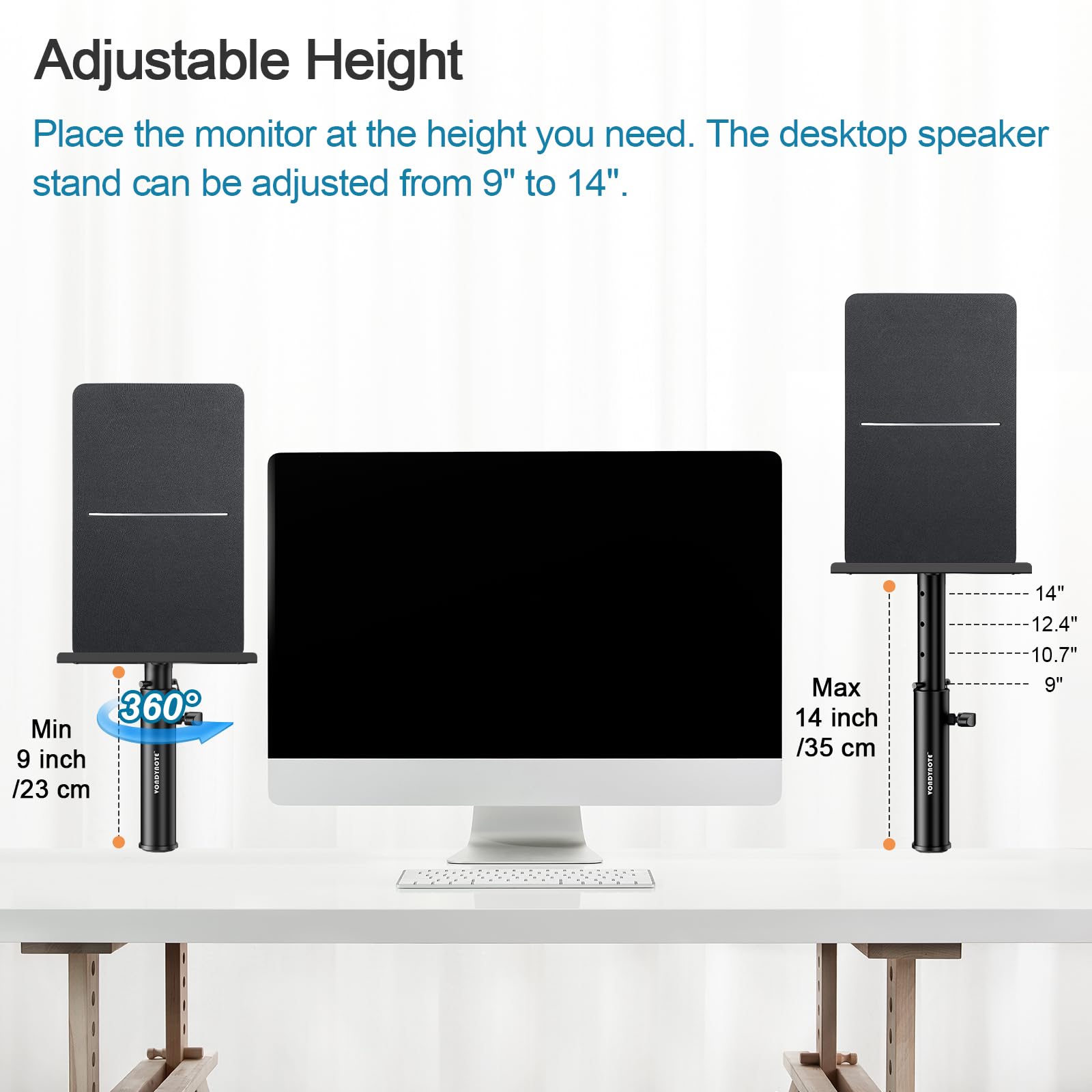 2 Pack Studio Monitor Stands with Isolation Pads - Heavy Duty Desk Clamp Speaker Mounts for Home & Professional Audio Setup | Perfect for Music Production, Gaming & Home Theater Systems