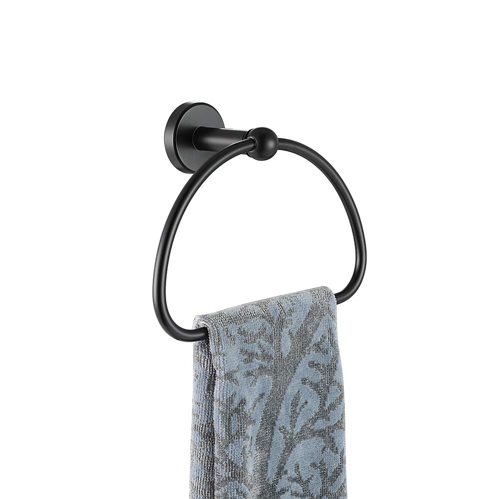 Matte Black Stainless Steel Towel Ring - 7