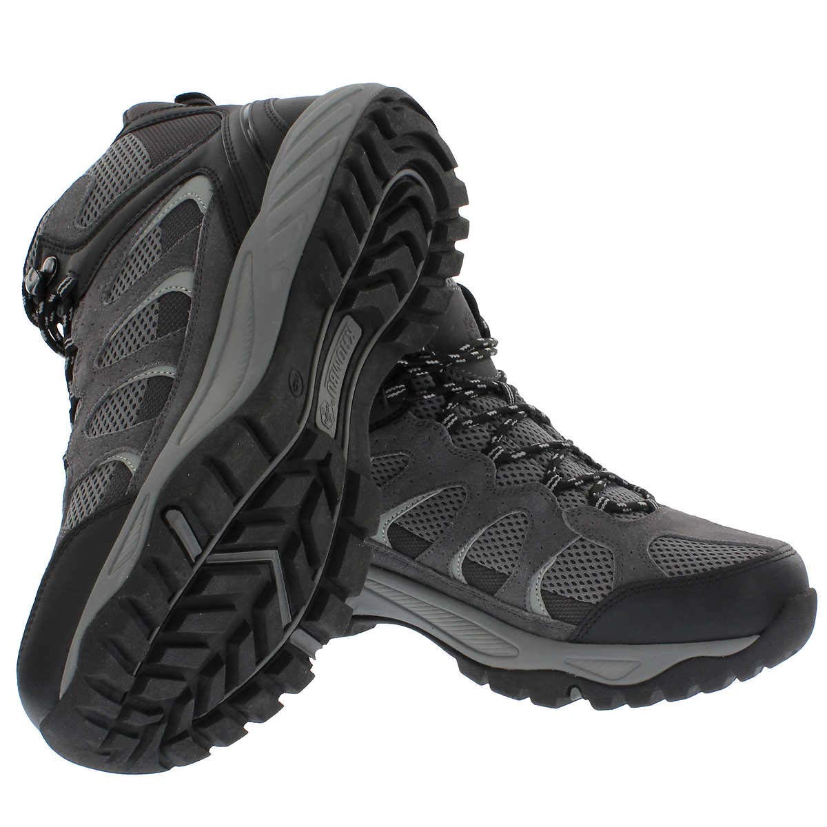 Khombu Tyler Men's Leather Hiking Boots - Waterproof Outdoor Tactical Boots for Men, Black/Grey - Perfect for Mountain Climbing, Camping & Winter Adventures