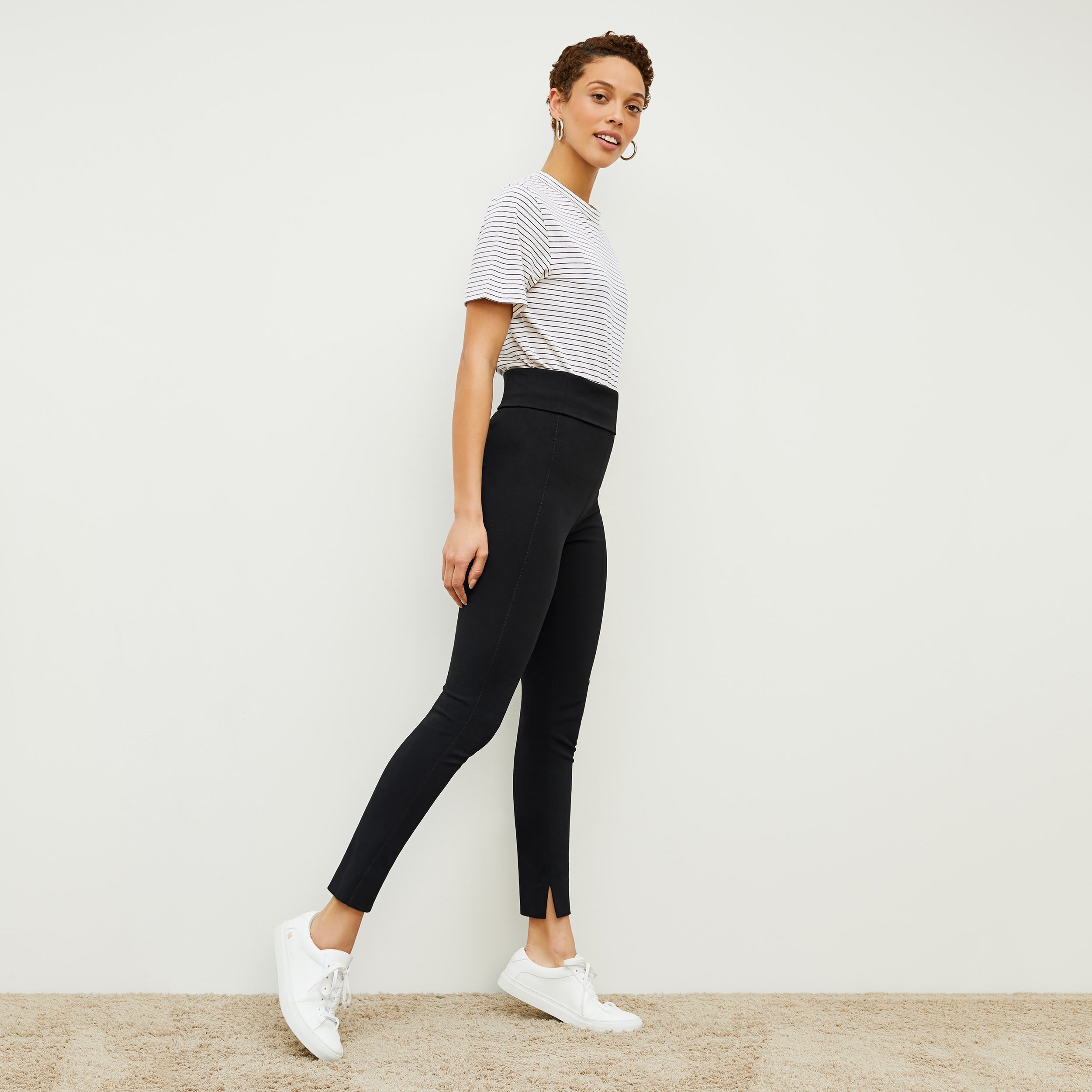 Stella Women's High-Waisted Ponte Leggings - Washable & Comfortable Black Workout Pants for Yoga, Running & Everyday Wear