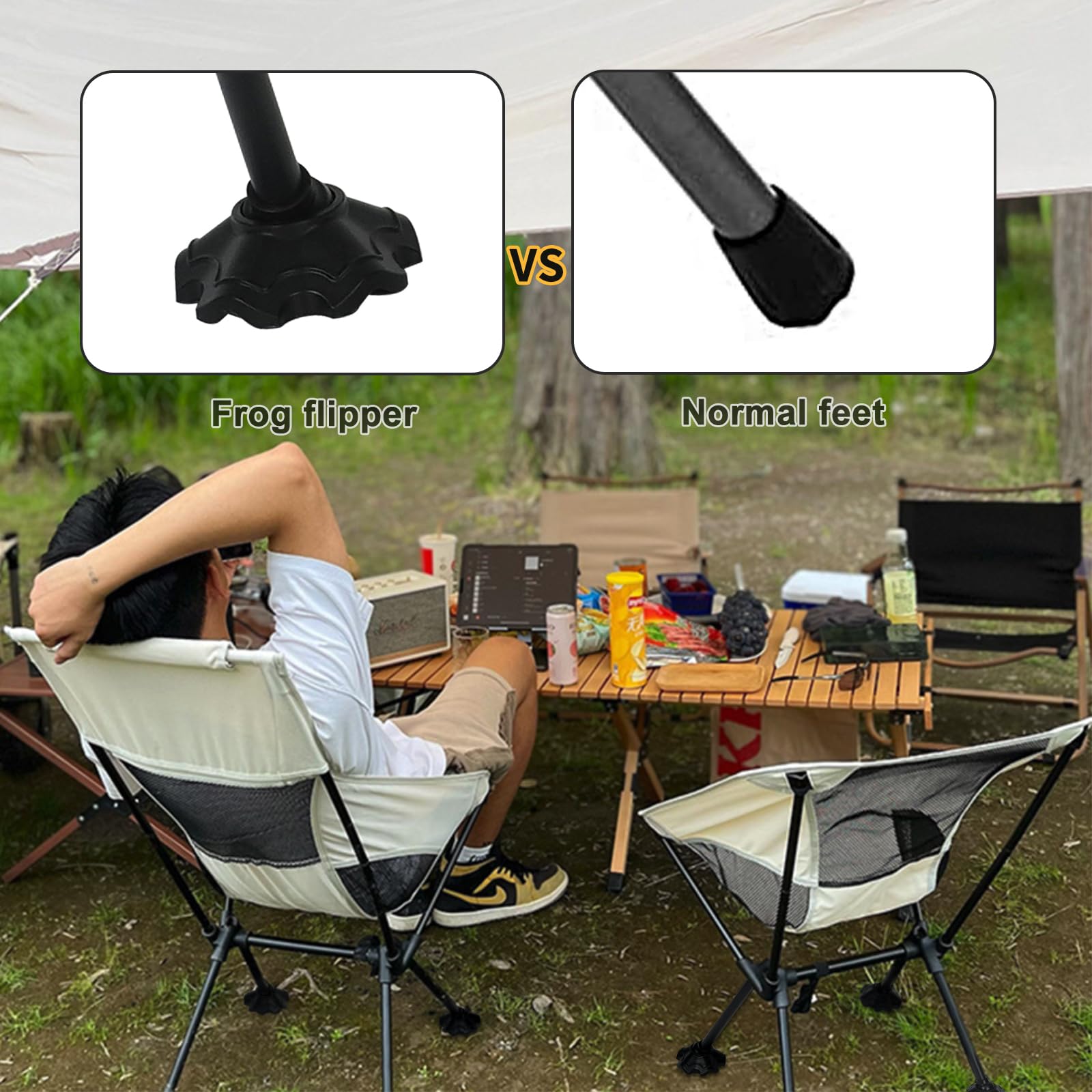 Ultralight High-Back Camping Chair - Portable Folding Backpacking Chair with Cup Holder & Storage Pouch, Supports 300 lbs - Compact Durable Outdoor Chair for Hiking, Camping, Beach, Picnic, Backyard, Fishing & Reading - White