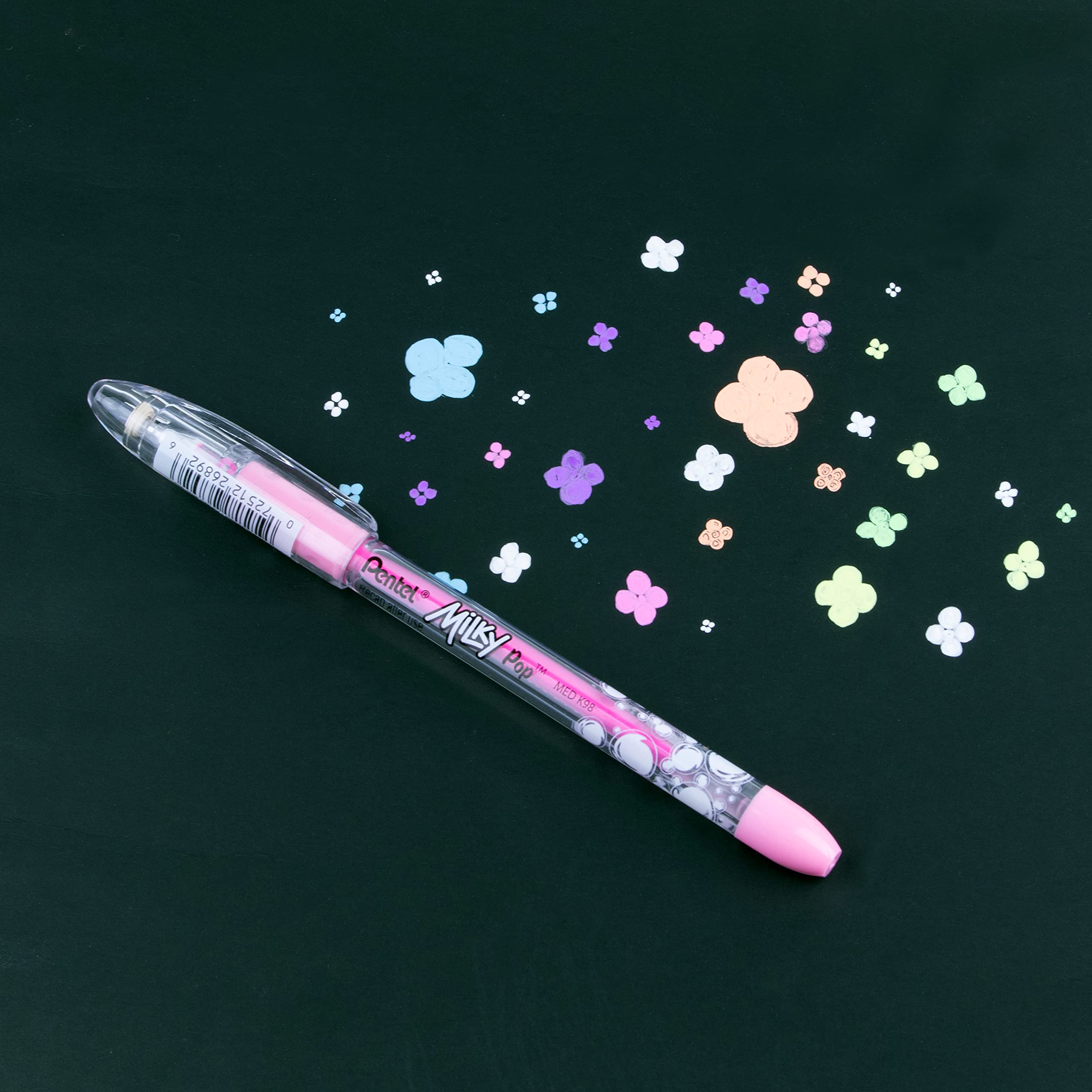 Pentel Milky Pop Pastel Gel Pen Set - 0.8mm Medium Point, 12 Pink Ink Pens (K98-LP) for Journaling, Note Taking & Creative Writing