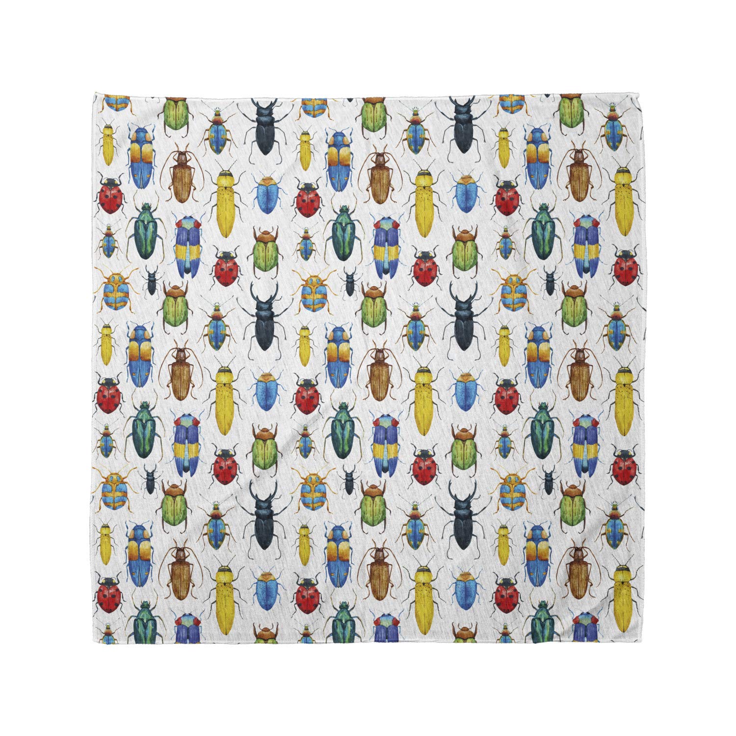 Ambesonne Watercolor Bandana with Colorful Insects Print - Unisex Head Scarf & Neck Tie for Men & Women - Perfect for Outdoor Activities, Hiking, and Fashion Accessories