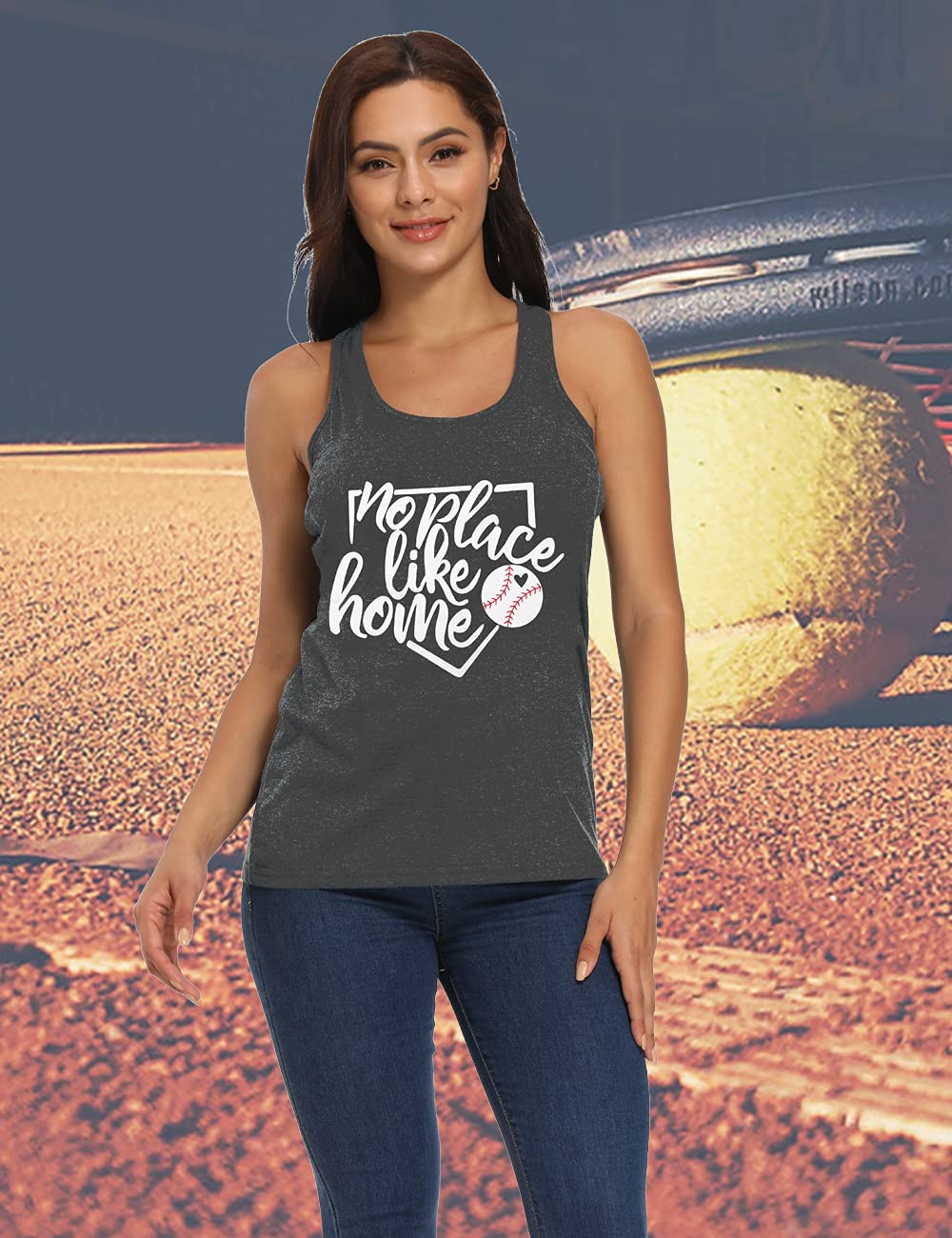 Women's Baseball Mom Tank Top - Funny Softball Graphic Tee Sleeveless Shirt for Summer | Perfect for Baseball Games, Team Spirit & Casual Wear