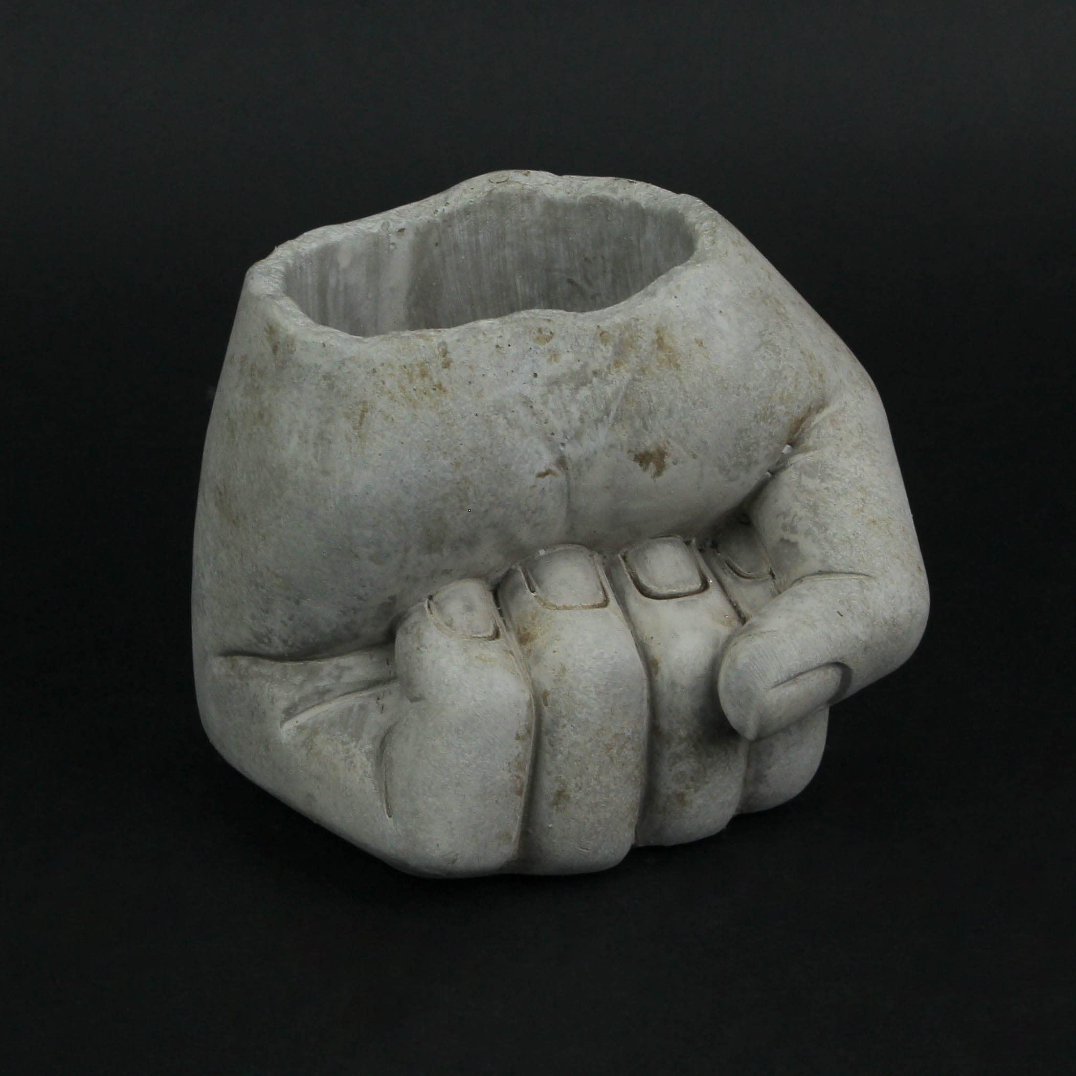 7 Inch Concrete Planter - Hand Fist Bump Design for Plants & Succulents | Unique Candle Holder | Perfect for Home Decor, Office Desk & Garden Centerpieces
