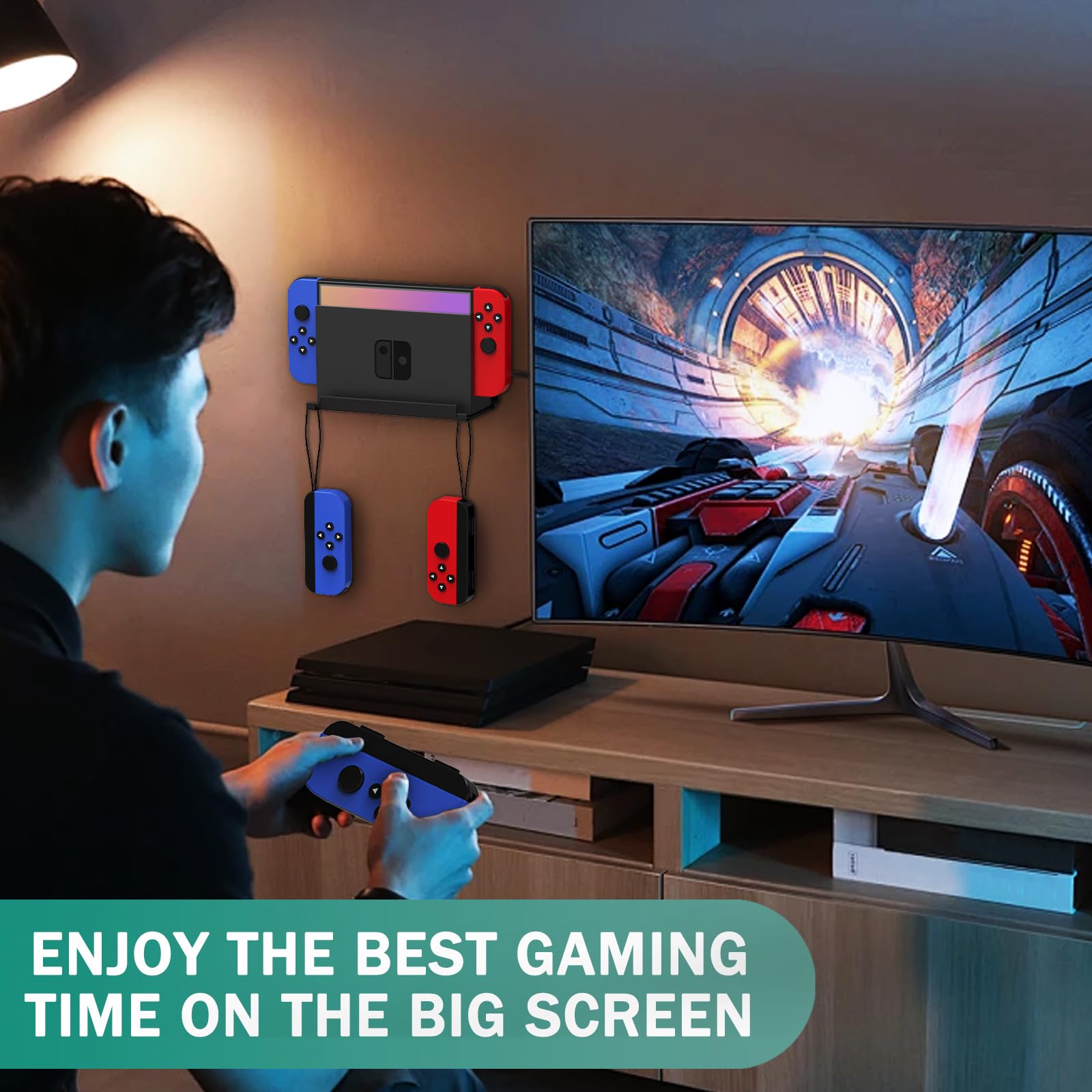 Nintendo Switch Wall Mount Bracket - Universal Holder for Switch & Switch OLED - Secure Console Storage Kit - Perfect for Living Room, Bedroom, or Gaming Setup
