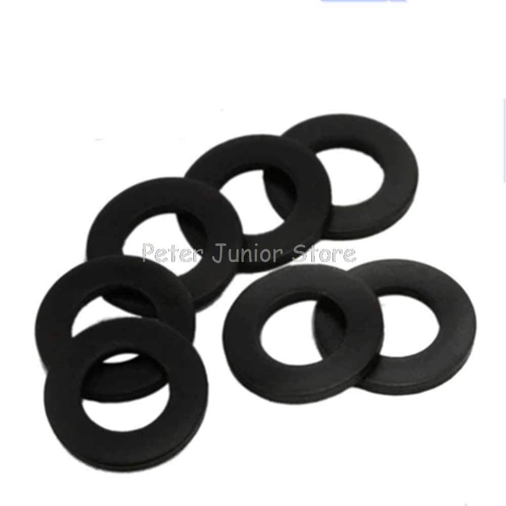 Ochoos 100Pcs Carbon Steel Flat Washer Assortment Kit - M2 M2.5 M3 M4 M5 M6 M8 Machine Washers for Furniture, Automotive & DIY Projects - Black Plain Gaskets (Inner Diameter M2.5)