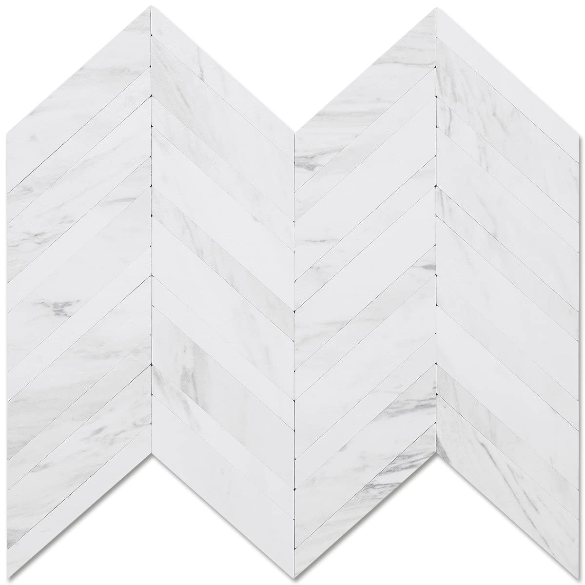DICOFUN 10 Sheets Herringbone Peel and Stick Backsplash - White Marble Look PVC Self-Adhesive Wall Tile for Kitchen, Bathroom, Laundry Room | Easy DIY Home Renovation & Waterproof Backsplash Solution