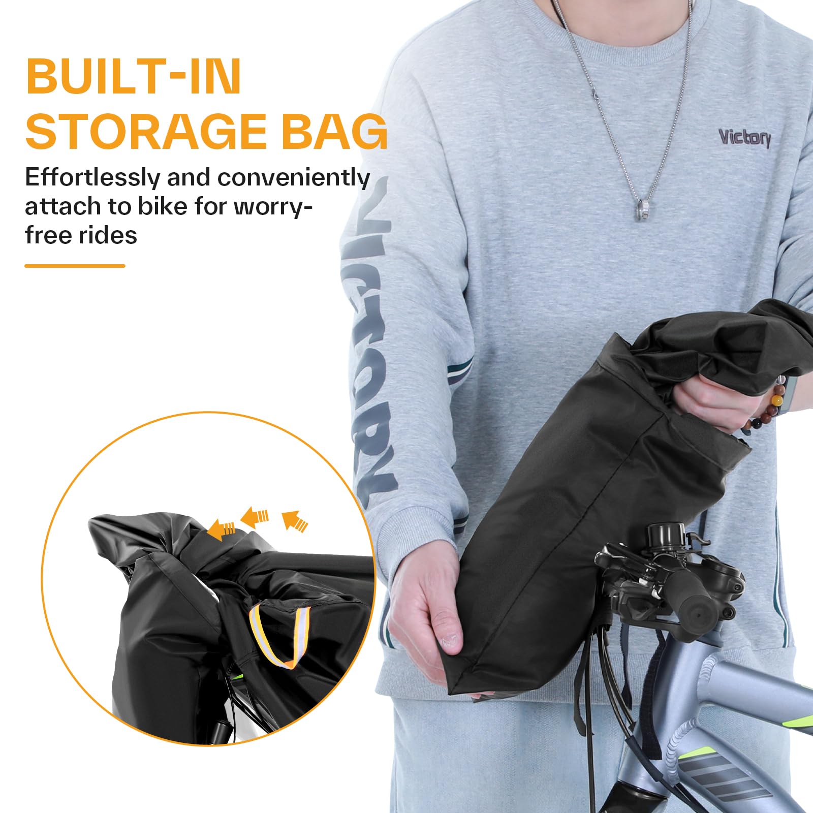 Sportneer Waterproof Bike Cover with Built-in Storage Bag - 210T Fabric Windproof UV Protection for Mountain, Road & Electric Bicycles - Ideal for Outdoor, Garage & Travel Storage