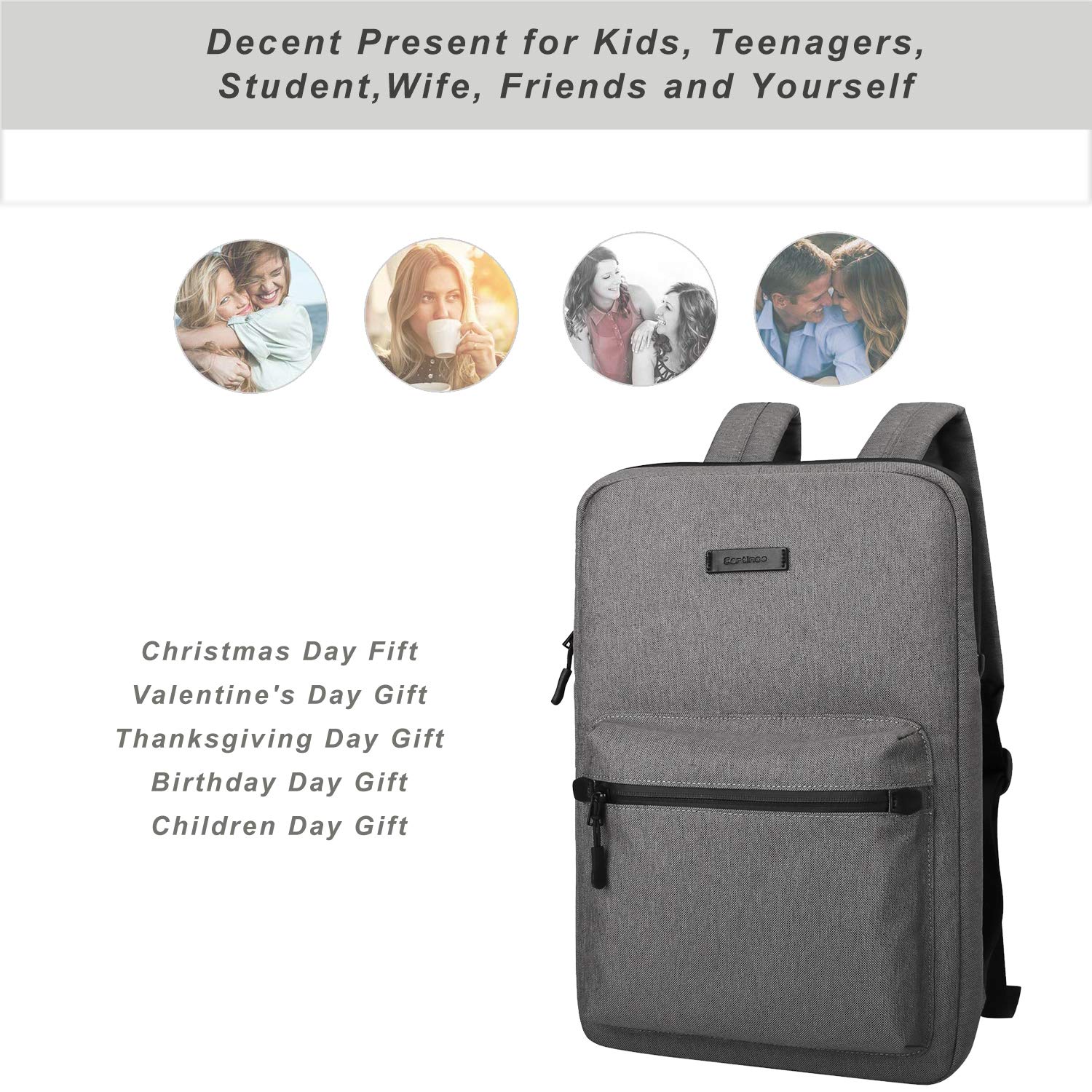 YOUPECK Slim Business Backpack for Men - Lightweight Water Resistant Laptop Bag Fits 14 15 15.6 Inch Laptops - Perfect for Office Work, Business Travel & Daily Commute