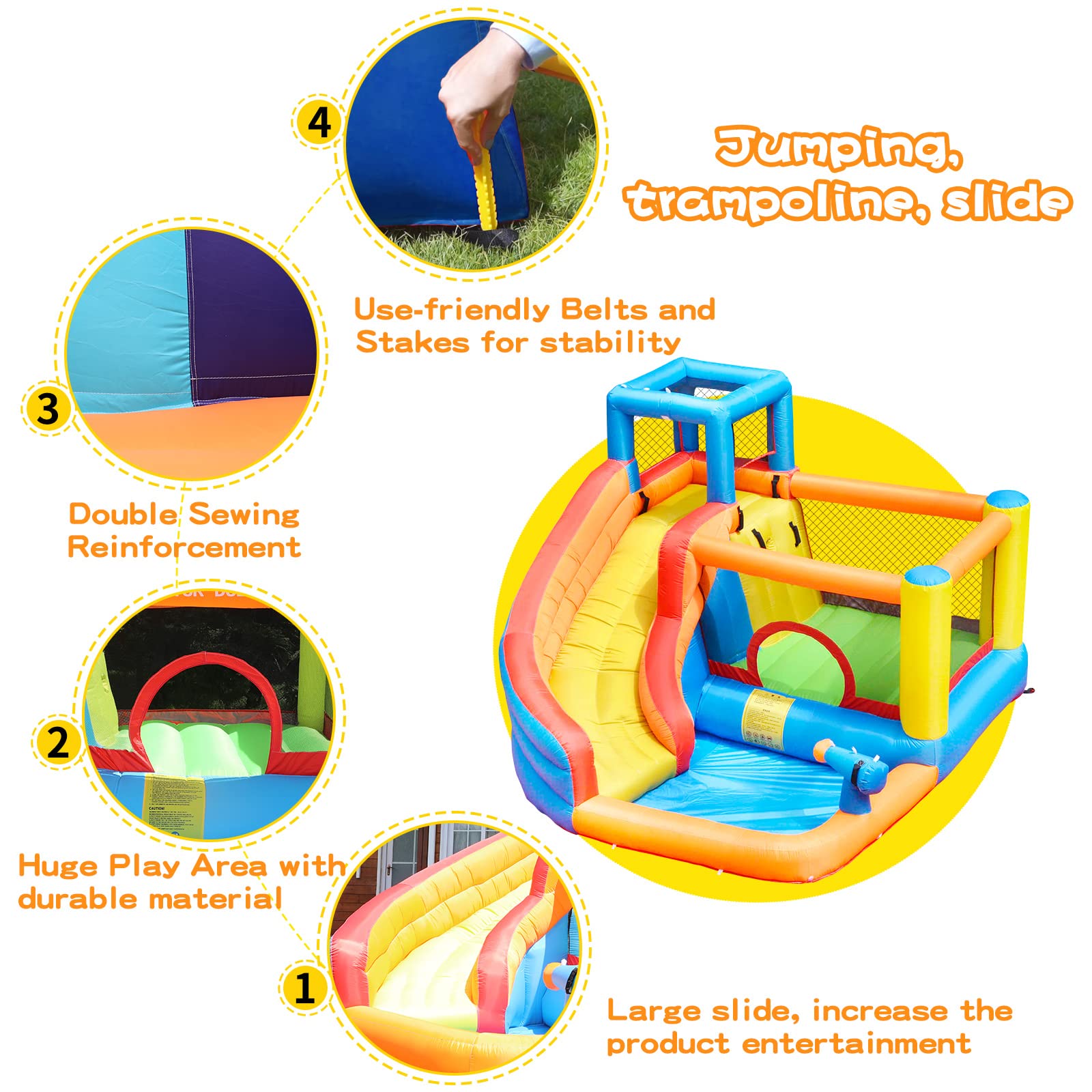 **Doctor Dolphin Inflatable Bounce House with Water Slide for Kids - 450W Blower, Indoor & Outdoor Backyard Play, Birthday Parties, Summer Fun**    (Note: This optimized title includes keywords like 