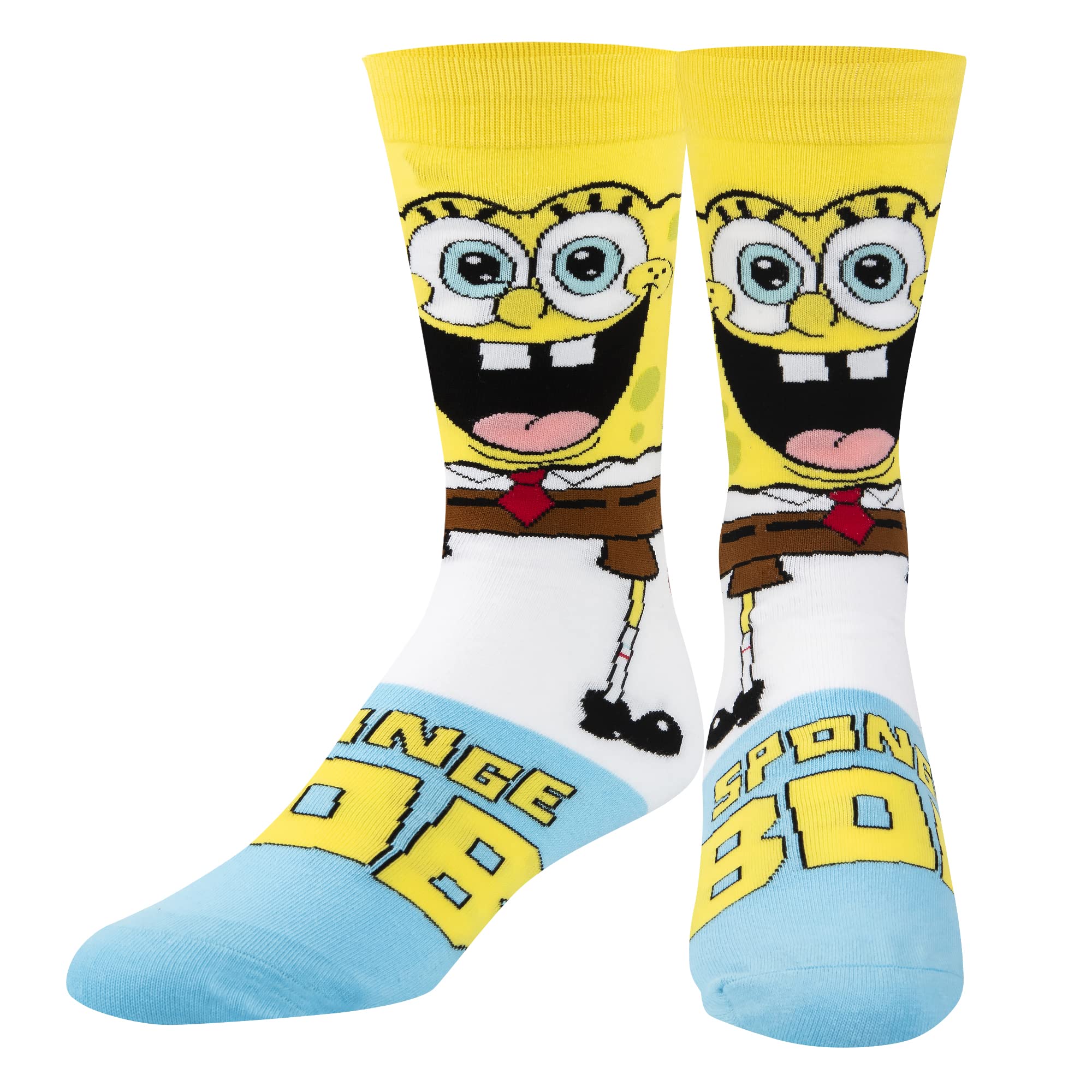 Odd Sox Nickelodeon SpongeBob Cartoon Socks for Men - Fun Novelty Crew Socks (Large) - Perfect for Cosplay, Gifts & Everyday Wear