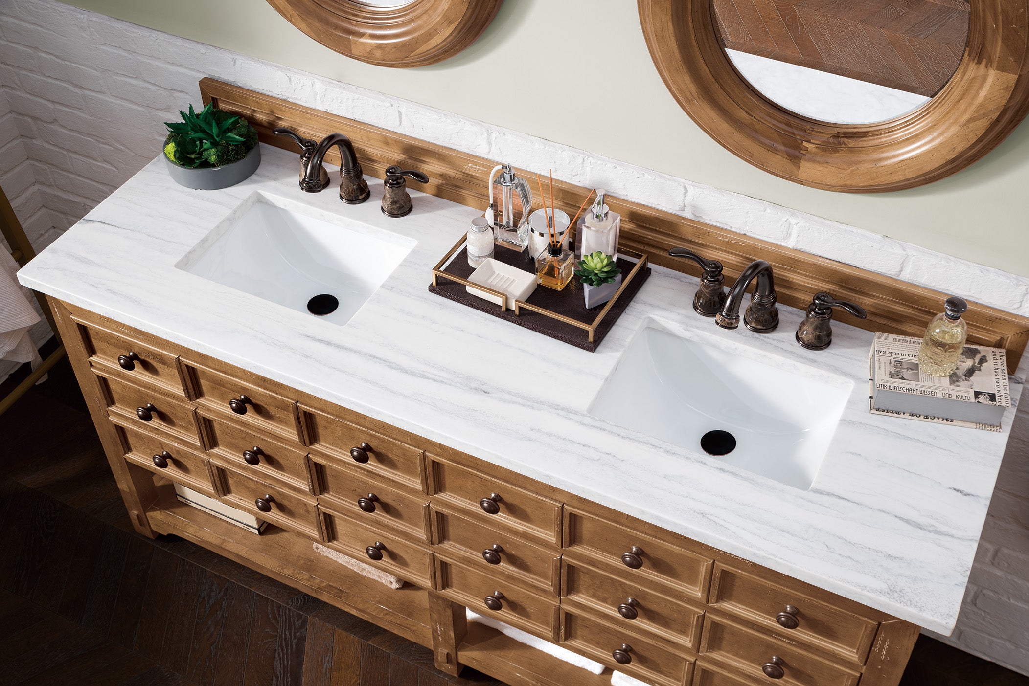 Malibu 72 Inch Double Vanity with Honey Alder Wood and 3CM Arctic Fall Solid Surface Top - Perfect for Modern Bathroom Renovation and Master Suite Upgrade