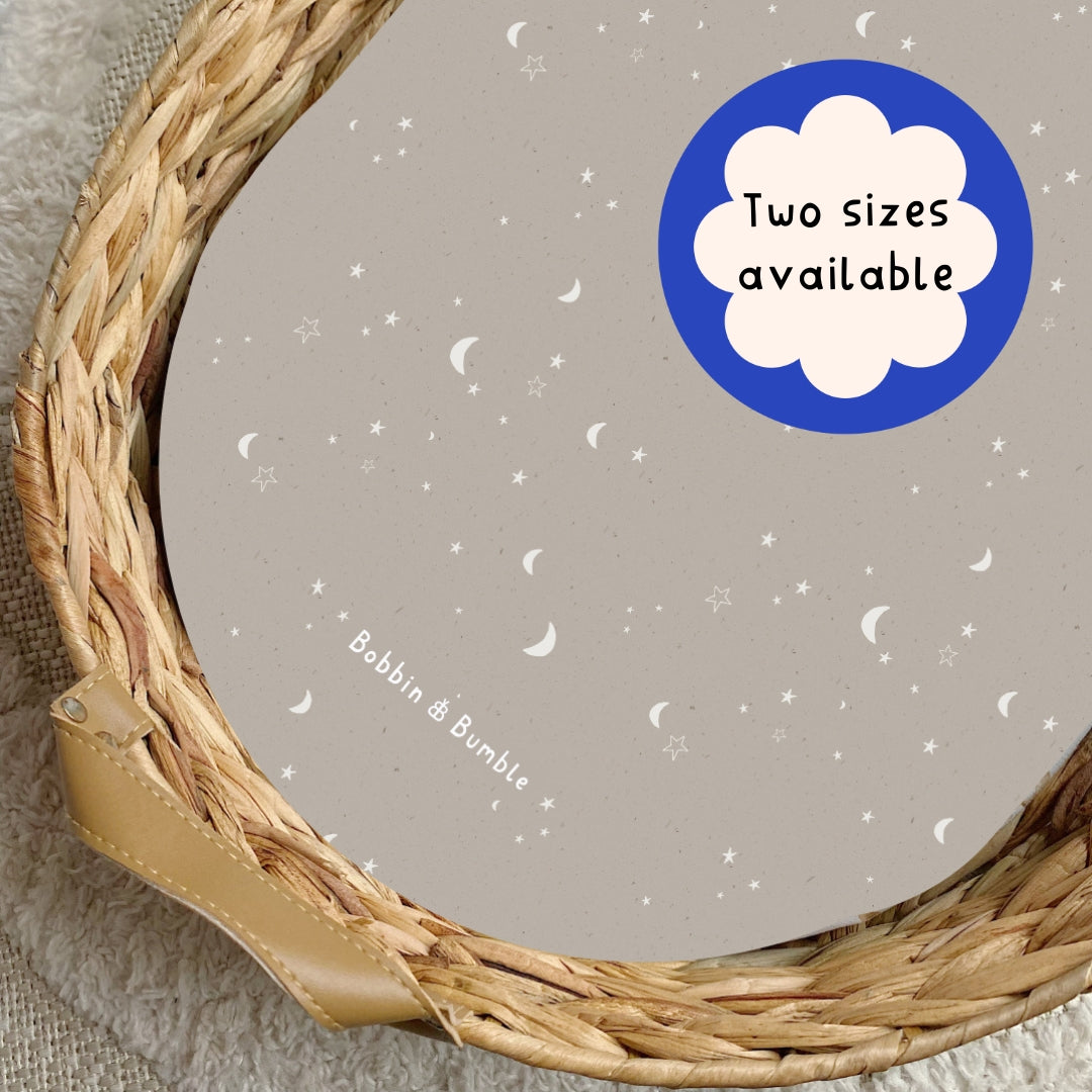 Moon & Stars PVC Changing Basket Liner - Waterproof Diaper Changing Pad Cover for Baby Nursery | Perfect for Cribs, Dressers & Changing Tables | Bobbin and Bumble