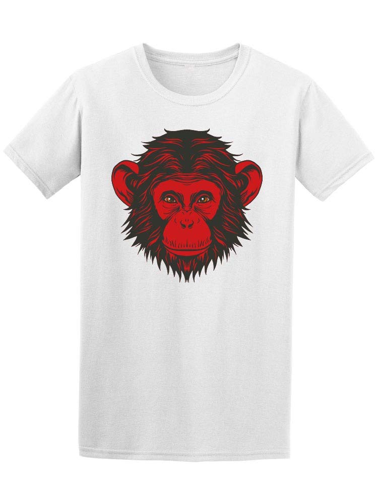 Red Chimpanzee Monkey Head Graphic T-Shirt for Men - Casual Streetwear & Funny Animal Print Tee for Everyday Wear