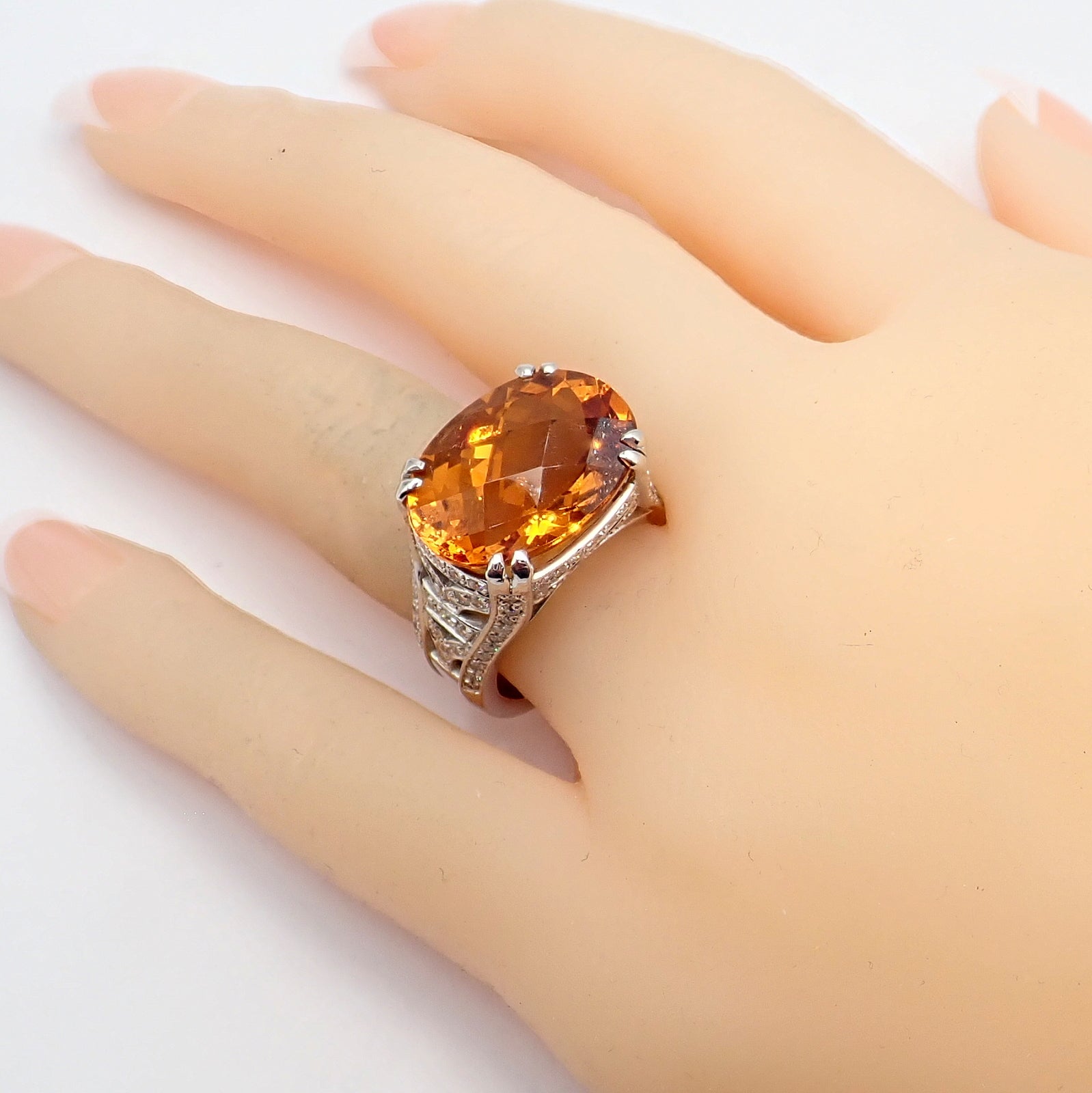 Kieselstein Cord Platinum 2.5 Carat Diamond & Golden Citrine Cocktail Ring Size 6.5 - Elegant Evening Wear & Special Occasion Jewelry Gift