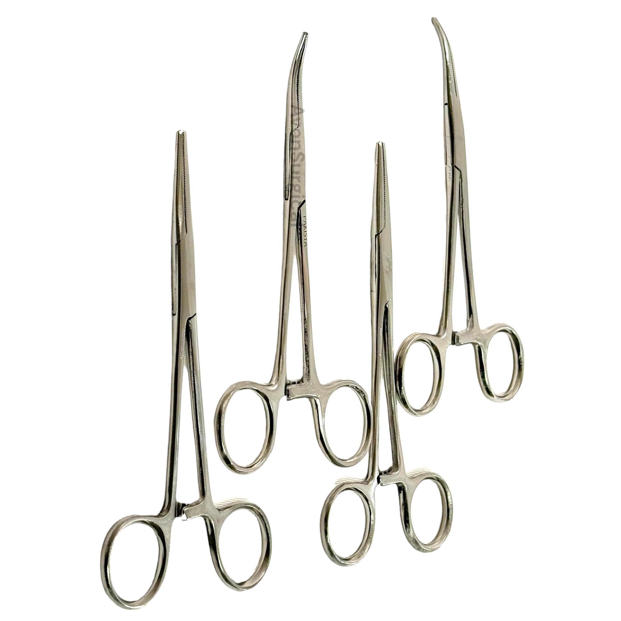 4-Piece Kelly Hemostat Forceps & Crile Hemostat Forceps Set - 5.5