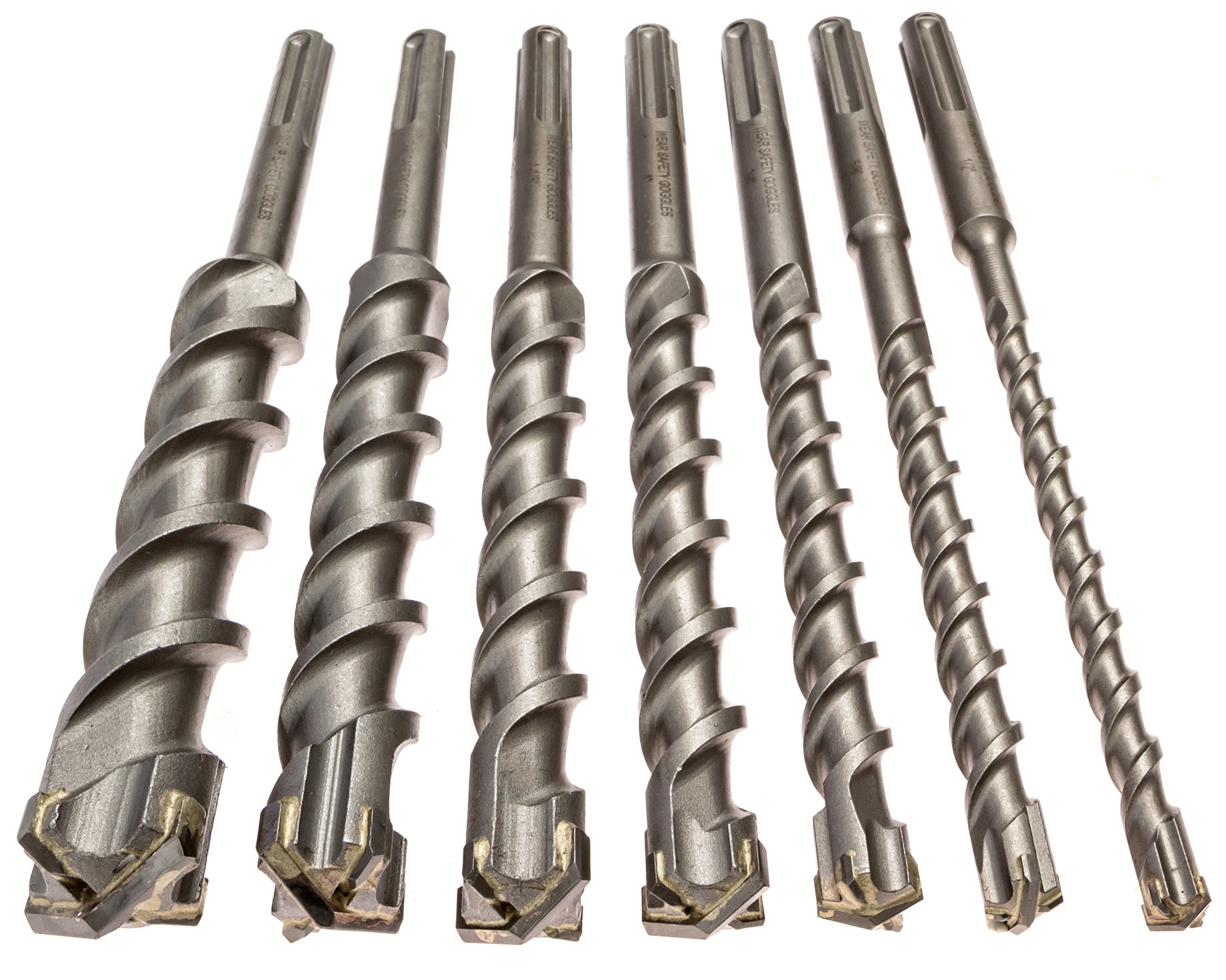 7 Piece Carbide Tipped Masonry Drill Bit Set - SDS Max Shank for Concrete, Brick & Stone - Professional Heavy Duty Construction Tools for Drilling, Anchoring & Demolition Work