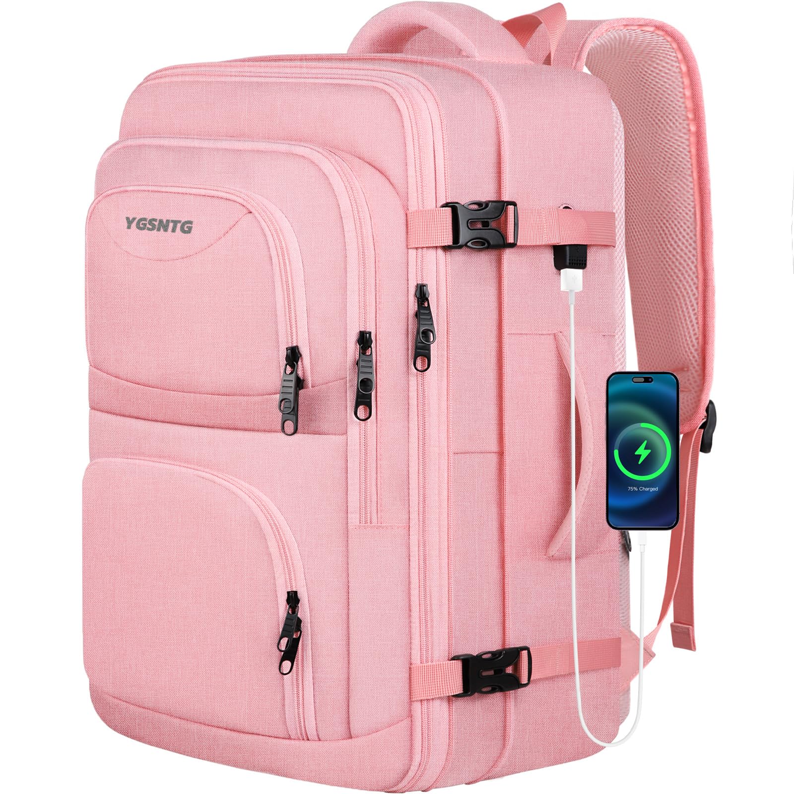 **Pink Expandable Carry On Backpack for Women - 15.6 Inch Laptop Travel Backpack, Flight Approved Personal Item Bag for Teachers, Students & Business Travel - Perfect for Airplanes, Commuting & Weekend Trips**