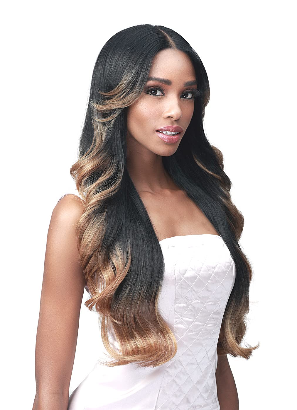 BOBBI BOSS 4.5 Inch HD Lace Front Long Curly Wigs for Black Women - MLF564 BAYLEE | Soft Wave Synthetic Hair Wigs with Baby Hair | Natural Looking Heat Resistant Wigs (Jet Black) | Perfect for Daily Wear, Cosplay, Parties & Special Occasions