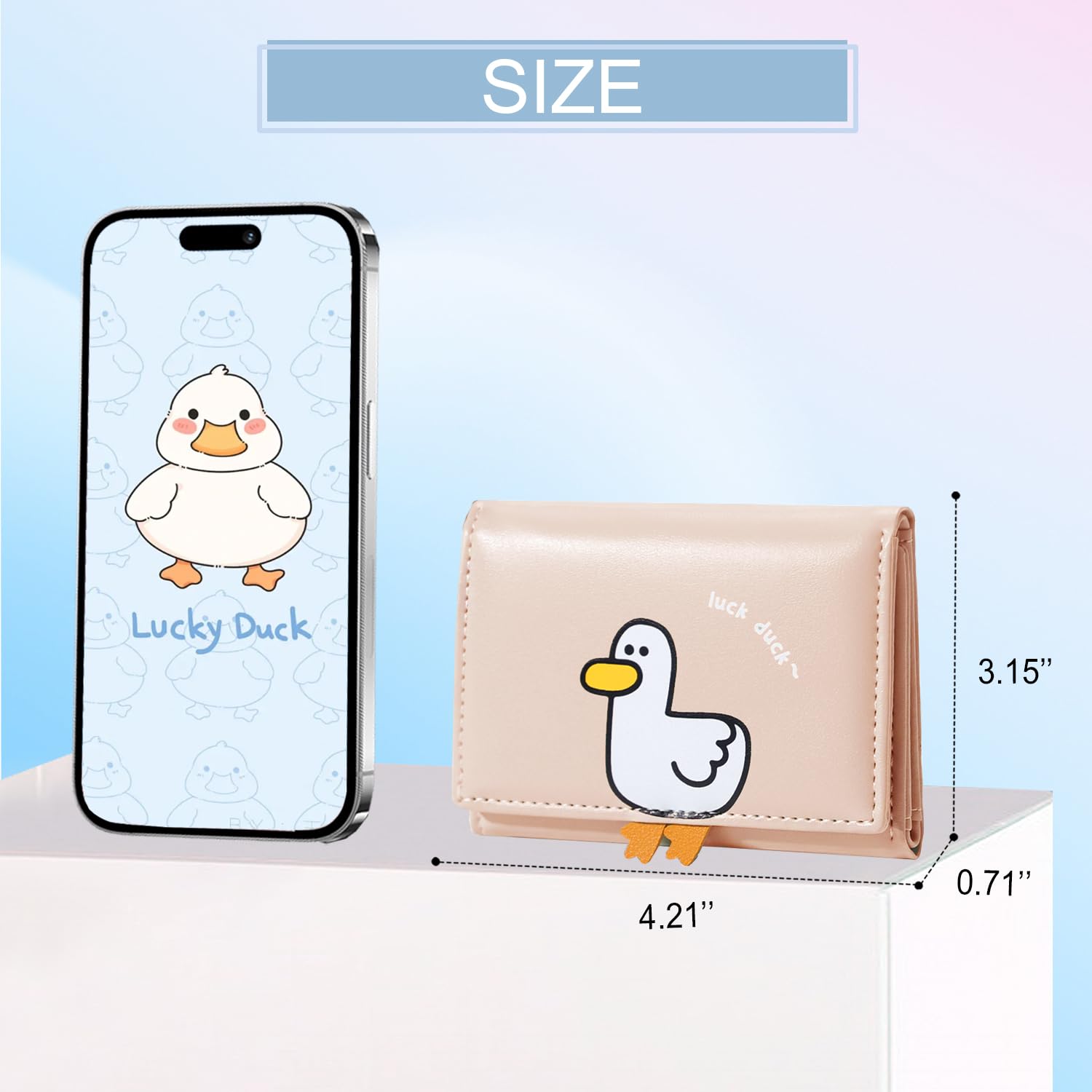 Sunwel Fashion Girls Cute 3D Duck Mini Folding Wallet - Small Slim RFID Blocking Wallet with ID Window & Card Slots for Women | Perfect for Everyday Use, Travel, and School