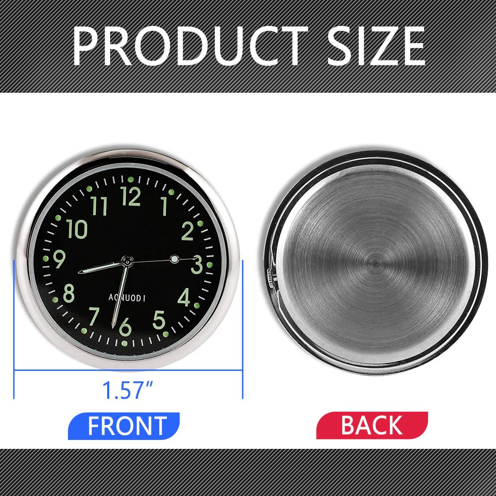 Mini Analog Car Clock - Stick on Dashboard Quartz Clock with Luminous Dial for Cars, Boats, Bikes & Home Use - Black Glow-in-the-Dark Design for Nighttime Visibility