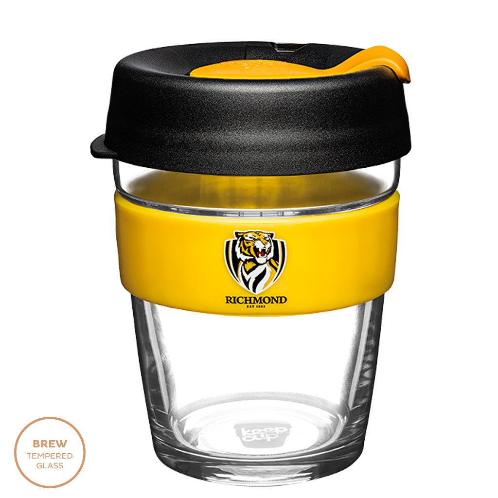 KeepCup AFL 12oz Reusable Glass Coffee Cup - Perfect for Home, Office & Travel - Barista Standard Eco-Friendly Mug for Hot & Cold Beverages