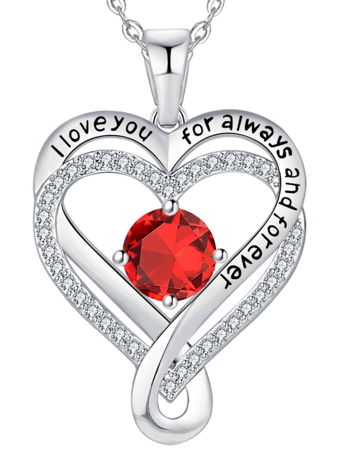 Infinity Heart Birthstone Necklace for Women - S925 Sterling Silver I Love You Jewelry Gift for Wife, Girlfriend, Mom, Daughter | Anniversary, Birthday Present | Perfect for Valentine's Day, Mother's Day & Special Occasions