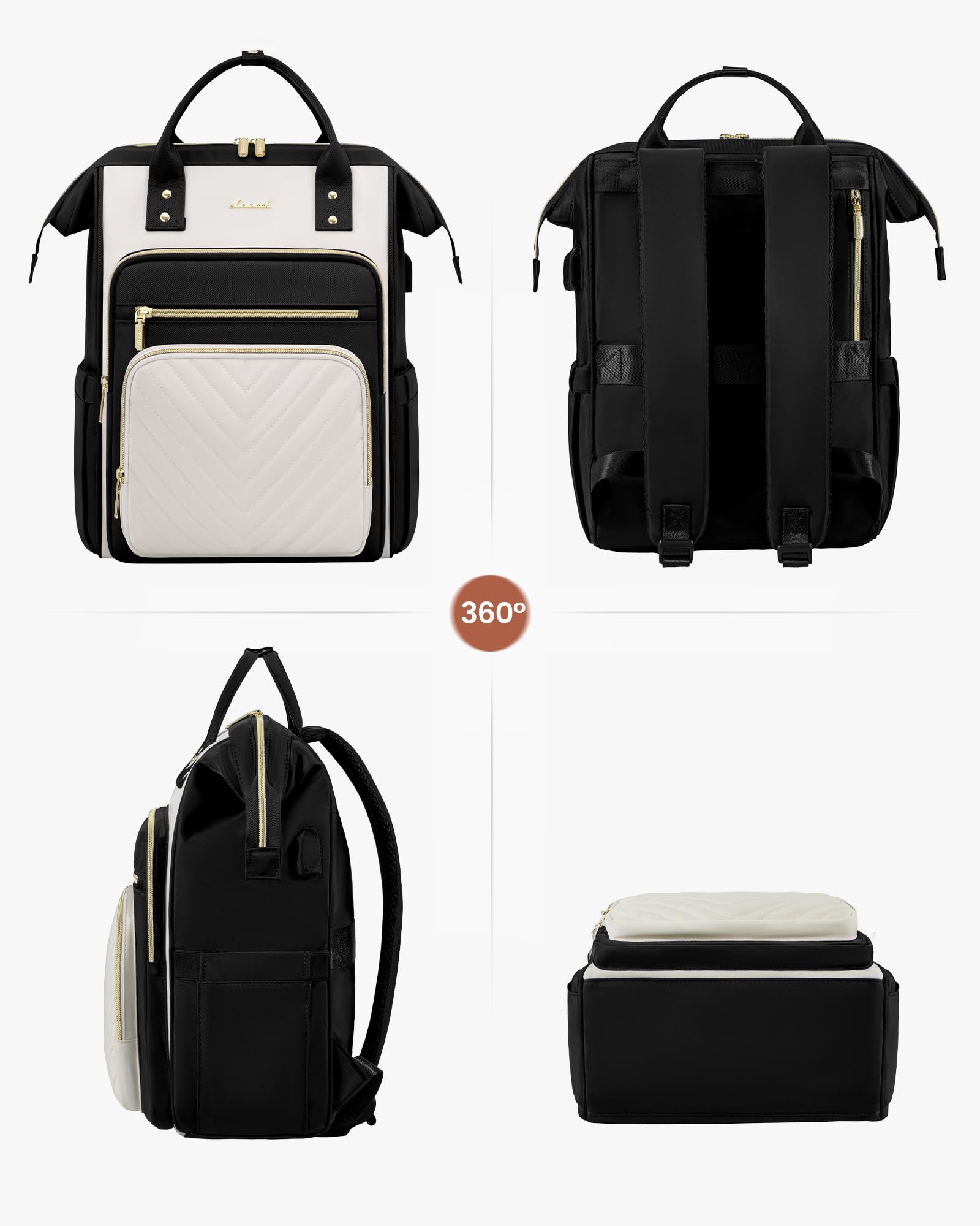 LOVEVOOK 15.6 Inch Laptop Backpack for Women - USB Charging Port, Waterproof Travel & Work Backpack with Large Capacity - Perfect for Nurses, Teachers, Business Professionals & Daily Commute