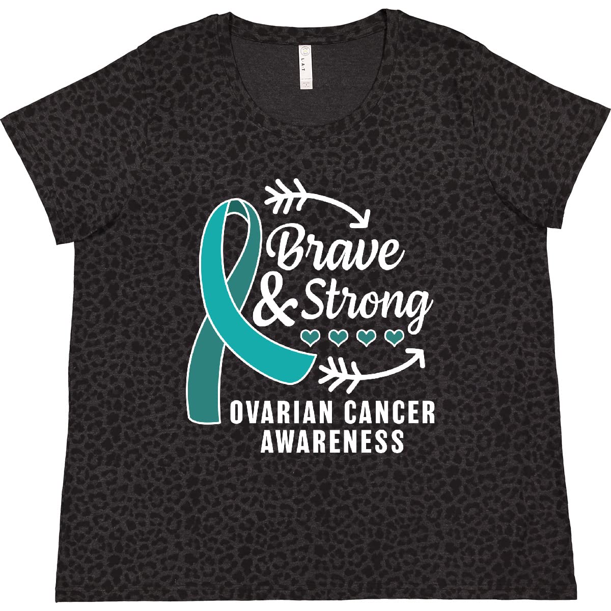 Inktastic Ovarian Cancer Awareness Brave and Strong Women's Plus Size T-Shirt - Comfortable & Inspirational Tee for Cancer Survivors & Supporters