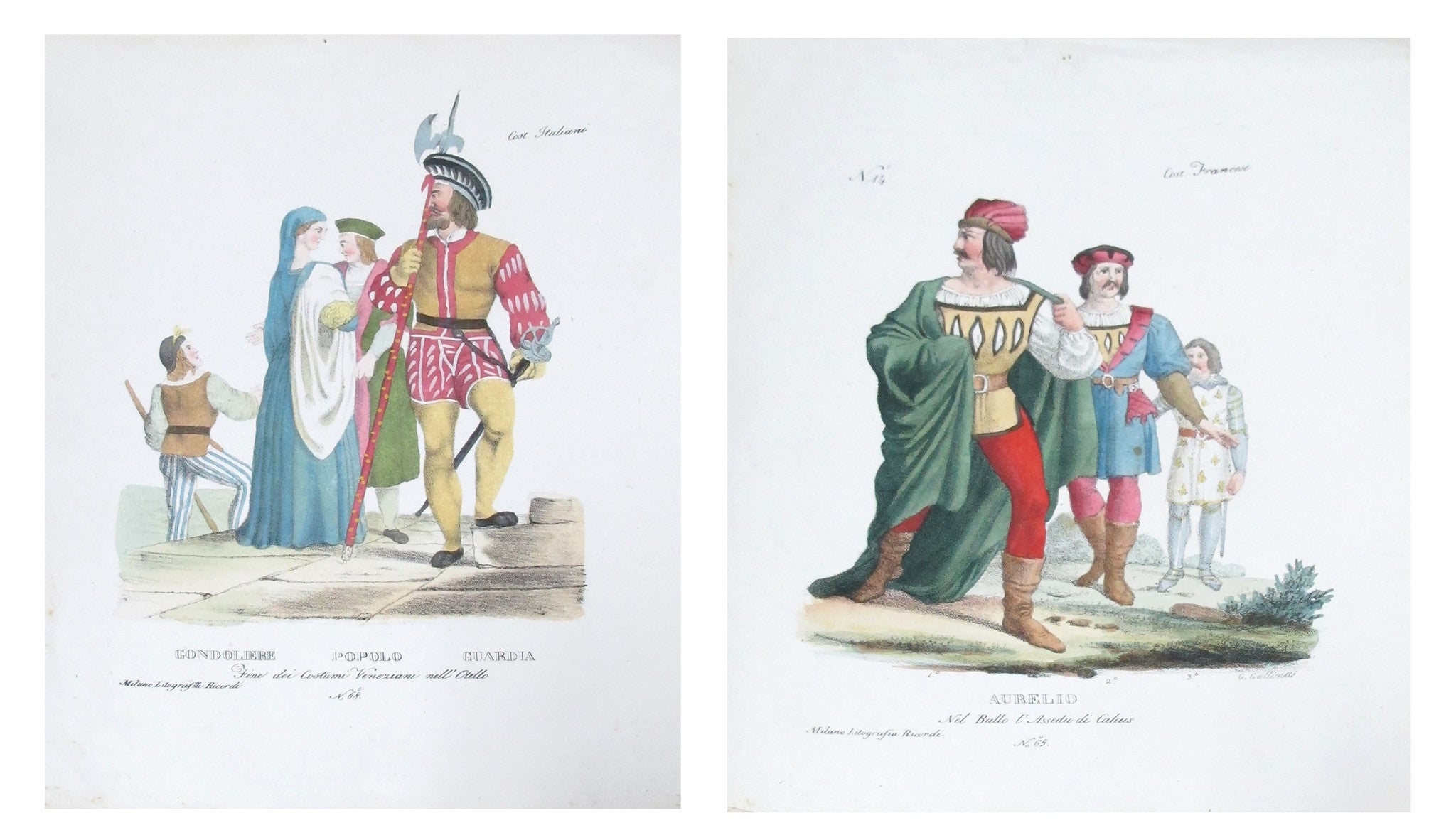 1799 Italian Clothing Design Stencils - Set of 2 (Gondolier, People, Guard, Aurelio) for DIY Fashion, Historical Costume Making & Art Projects