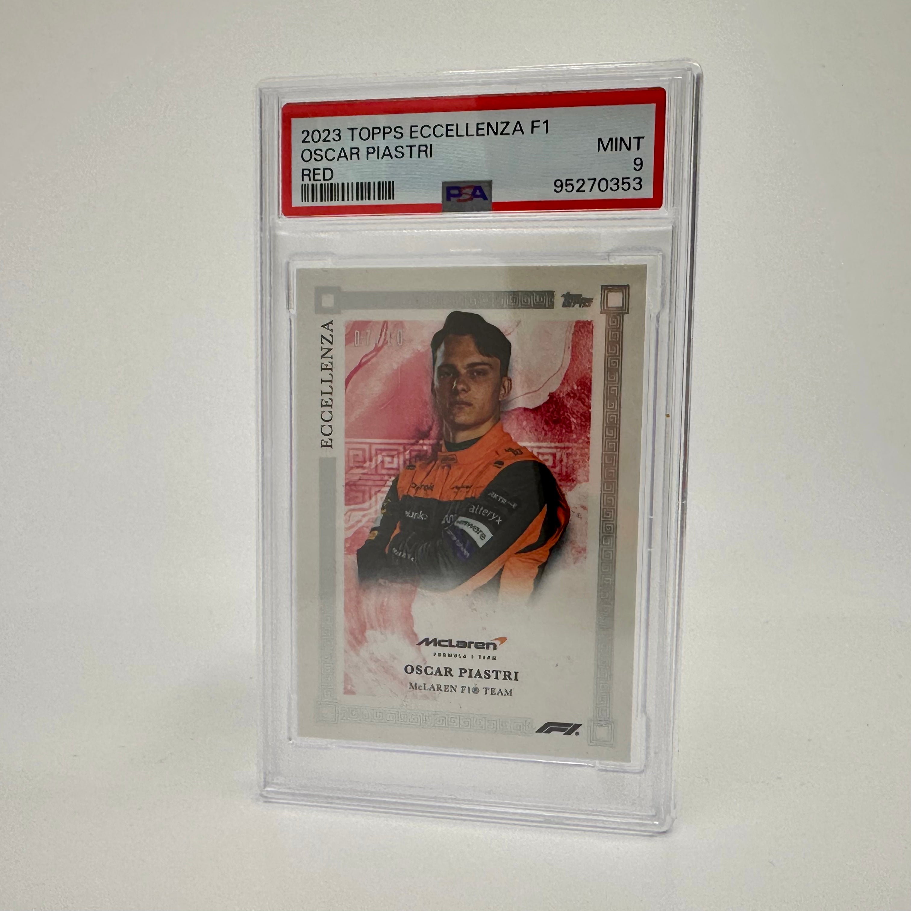 2023 Oscar Piastri Rookie Card PSA 9 - 07/10 Red Eccellenza Driver - Perfect for Collectors & Racing Fans, Great for Display & Investment