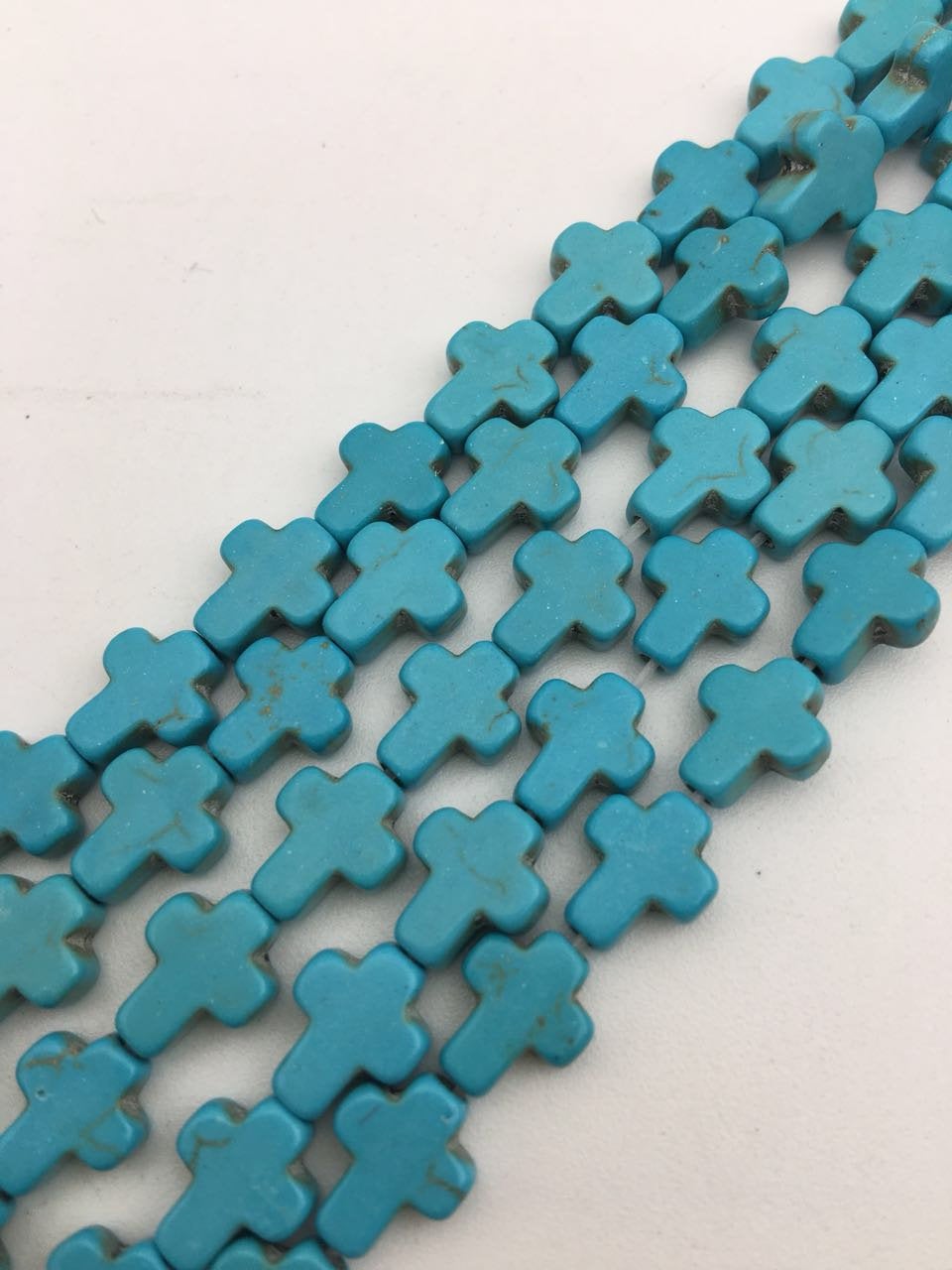 Natural Howlite Turquoise Cross Beads - 8x10mm Blue or White Gemstone Beads - 15.5 Inch Strand for Jewelry Making, DIY Bracelets & Necklaces - Perfect for Boho, Spiritual & Healing Crystal Designs