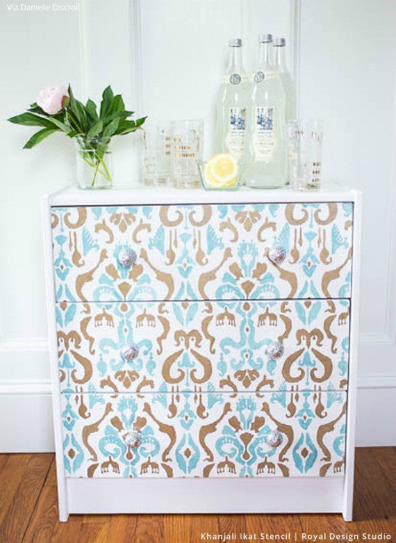 Khanjali Ikat Stencil - Handmade Decorative Stencil for DIY Crafts, Wall Art, and Fabric Painting | Perfect for Home Decor, Scrapbooking, and Gift Wrapping