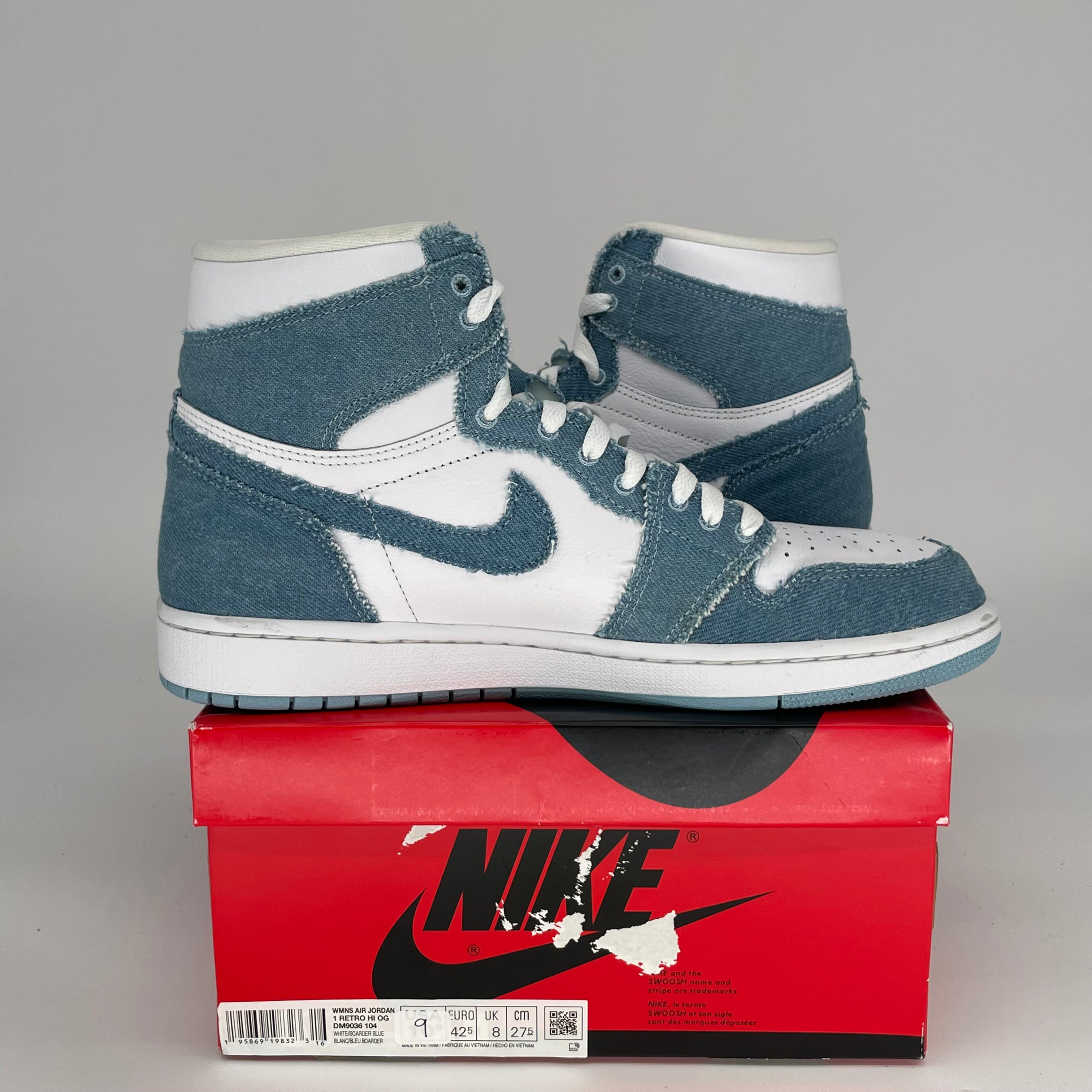 Original Air Jordan 1 Retro High OG 'Denim' Women's Size 9/10.5W Sneakers DM9036-104 - Perfect for Streetwear Fashion & Casual Outfits