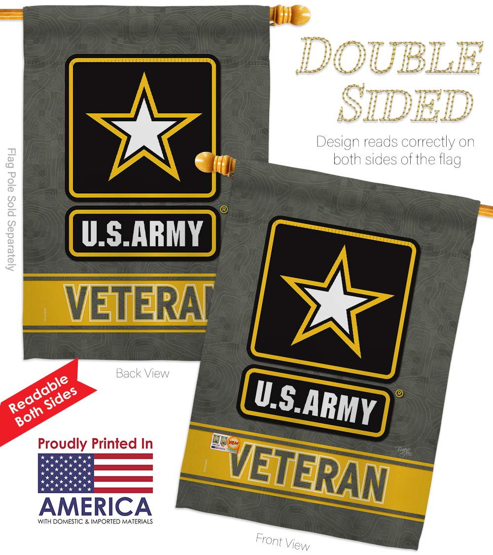 US Army Veteran Garden Flag Kit - Double-Sided 28x40 Inch Military Yard Banner for Armed Forces, Rangers & Retirees | Patriotic Home Decor Made in USA | Perfect for Memorial Day, Veterans Day & Front Yard Displays