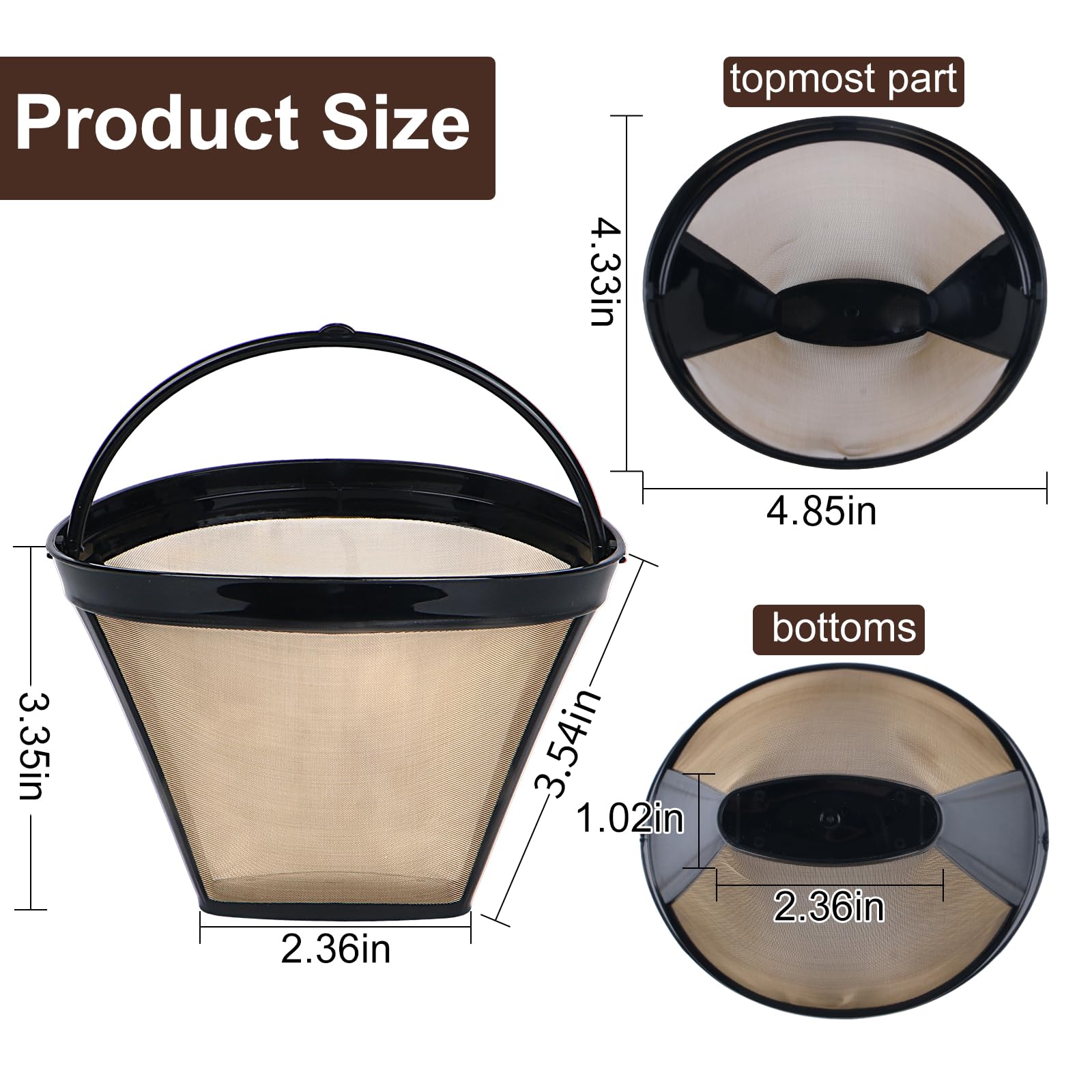 Reusable Coffee Filters for Ninja Coffee Bar Brewer - 4 Cone Permanent Replacement Filters (2 Pack) | Eco-Friendly & Durable | Perfect for Home, Office & Camping Use
