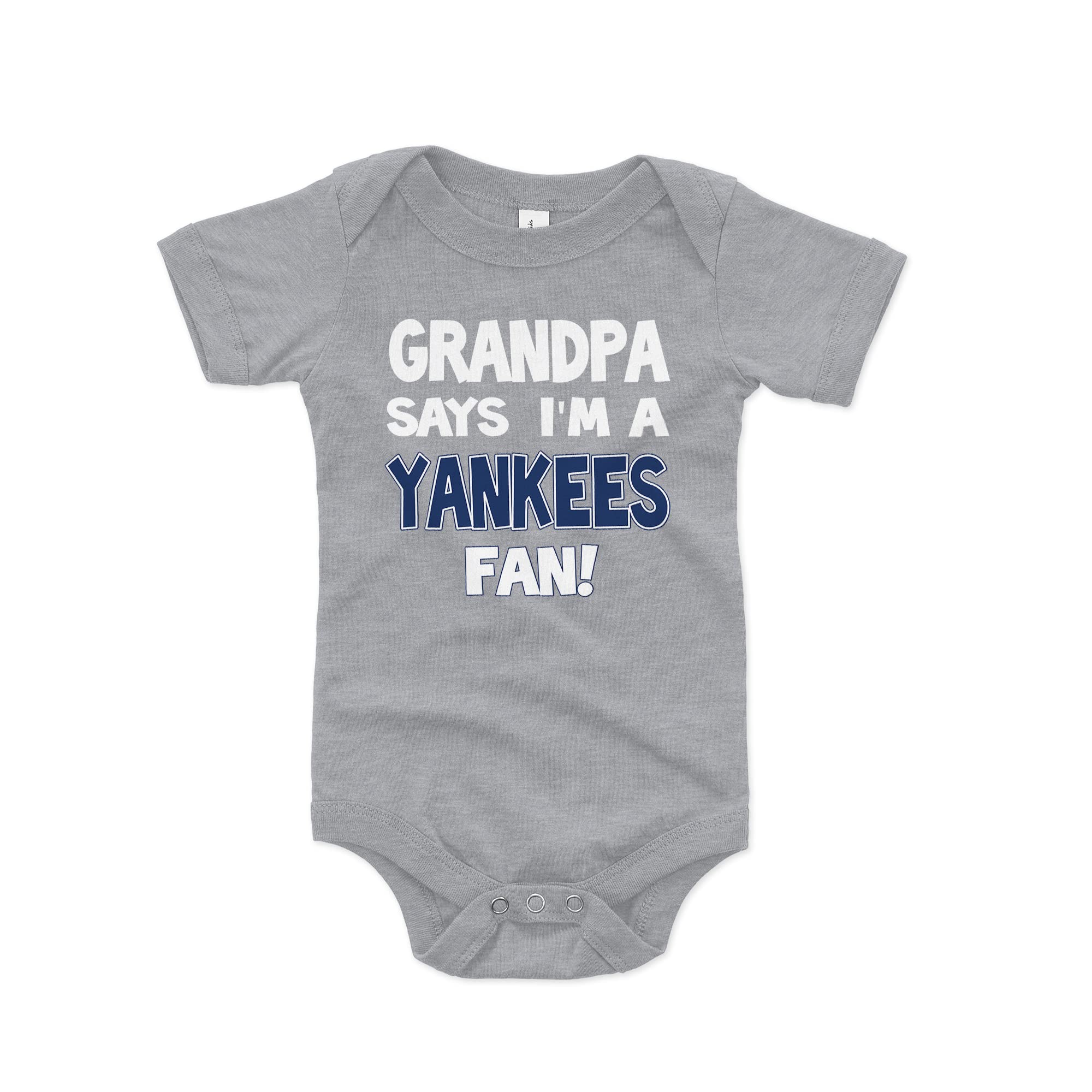 New York Yankees Fan Baby Bodysuit - Cute Grandpa Says I'm a Yankees Fan Onesie for Infants & Toddlers - Perfect for Game Day, Family Photos & Baseball Themed Parties