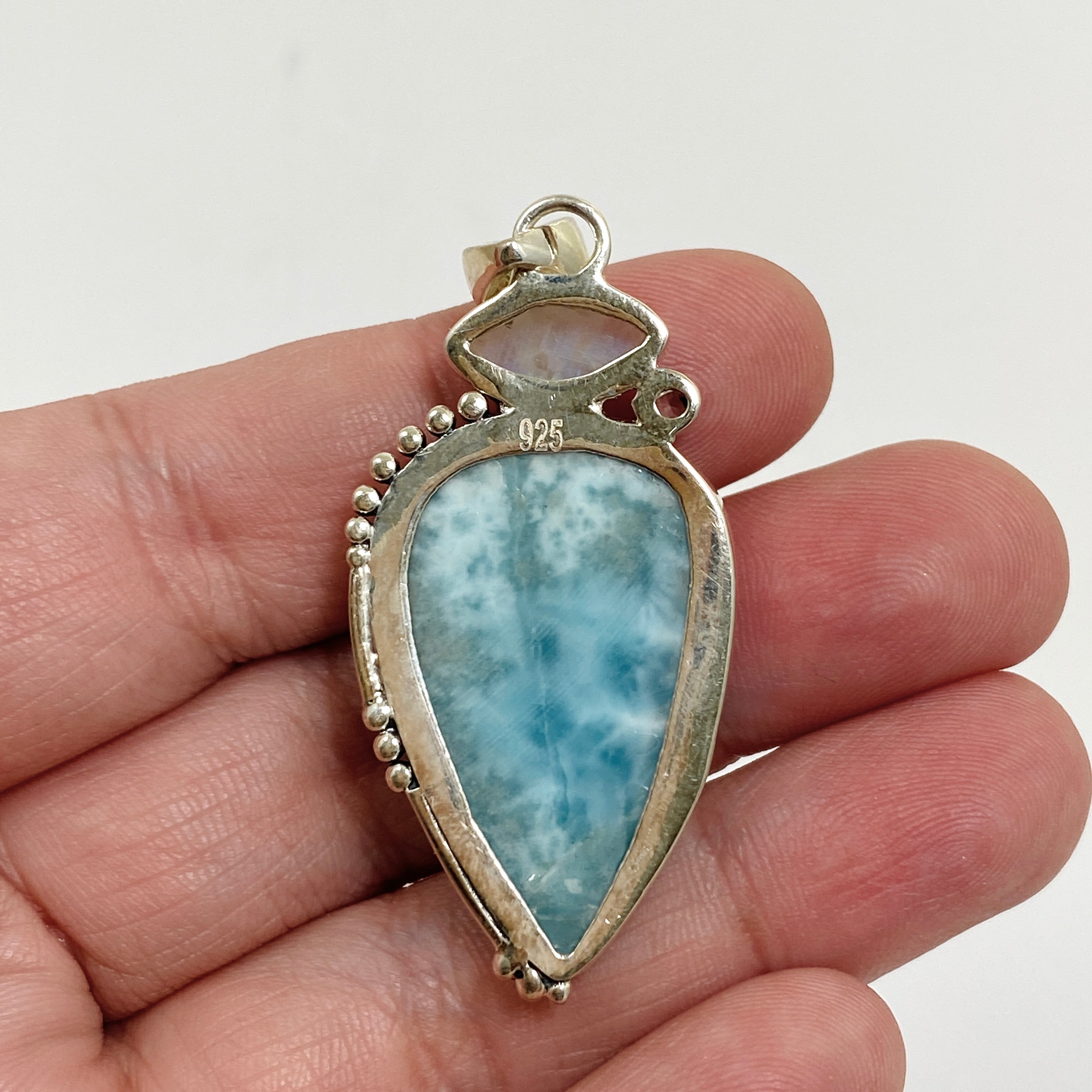 Larimar Moonstone Blue Topaz Multi-Stone Pendant Necklace KPGJ4850 - Elegant Jewelry for Women, Perfect for Weddings, Parties & Special Occasions