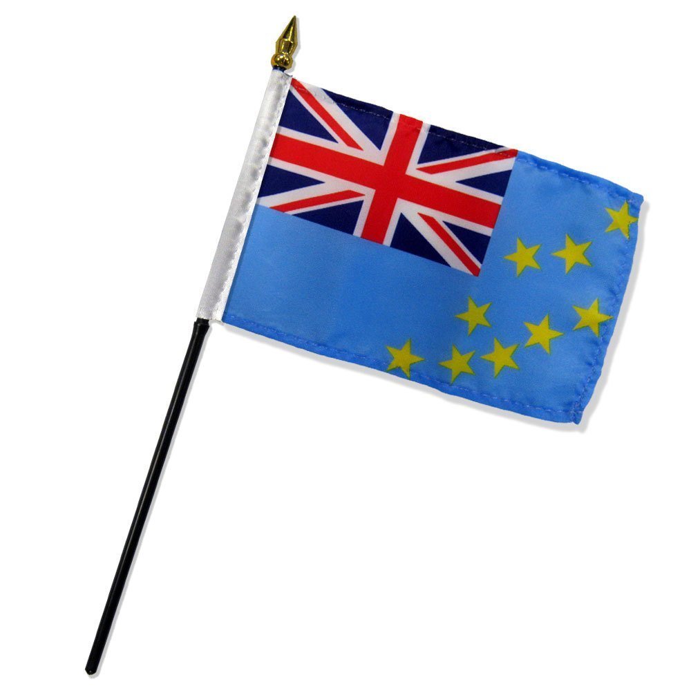 Tuvalu 4x6 Inch Mini Desk Stick Flag - 3 Pack No Base - Perfect for Office Decor, International Events & Patriotic Displays
