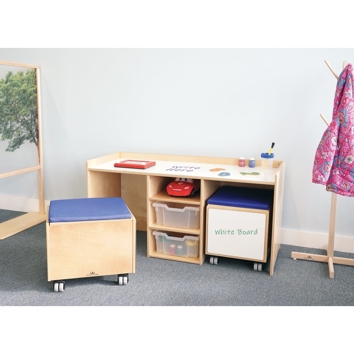 STEM Learning Activity Desk and Mobile Storage Bin Set for Kids - Perfect for Classroom, Homeschool, and Playroom Organization