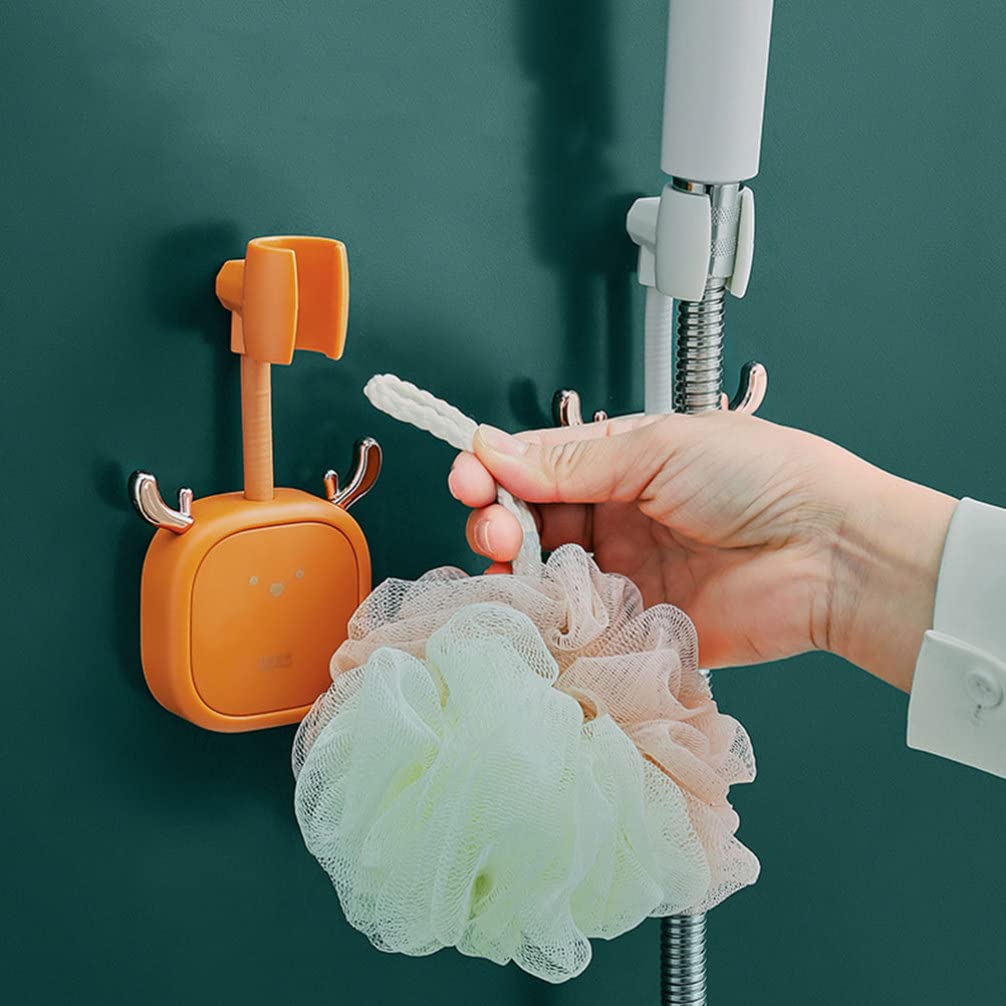 **Cabilock 2-Pack Heavy Duty Shower Head Bracket & Wand Holder - No Drilling Required - Includes Coat & Robe Hooks, Towel Hook, Hose Holder - Durable Plastic Shower Accessories for Bathroom & Kids Toiletries**    *(Perfect for organizing showers, holding towels, robes, and toiletries - ideal for families, kids' bathrooms, and rental-friendly installations!)*