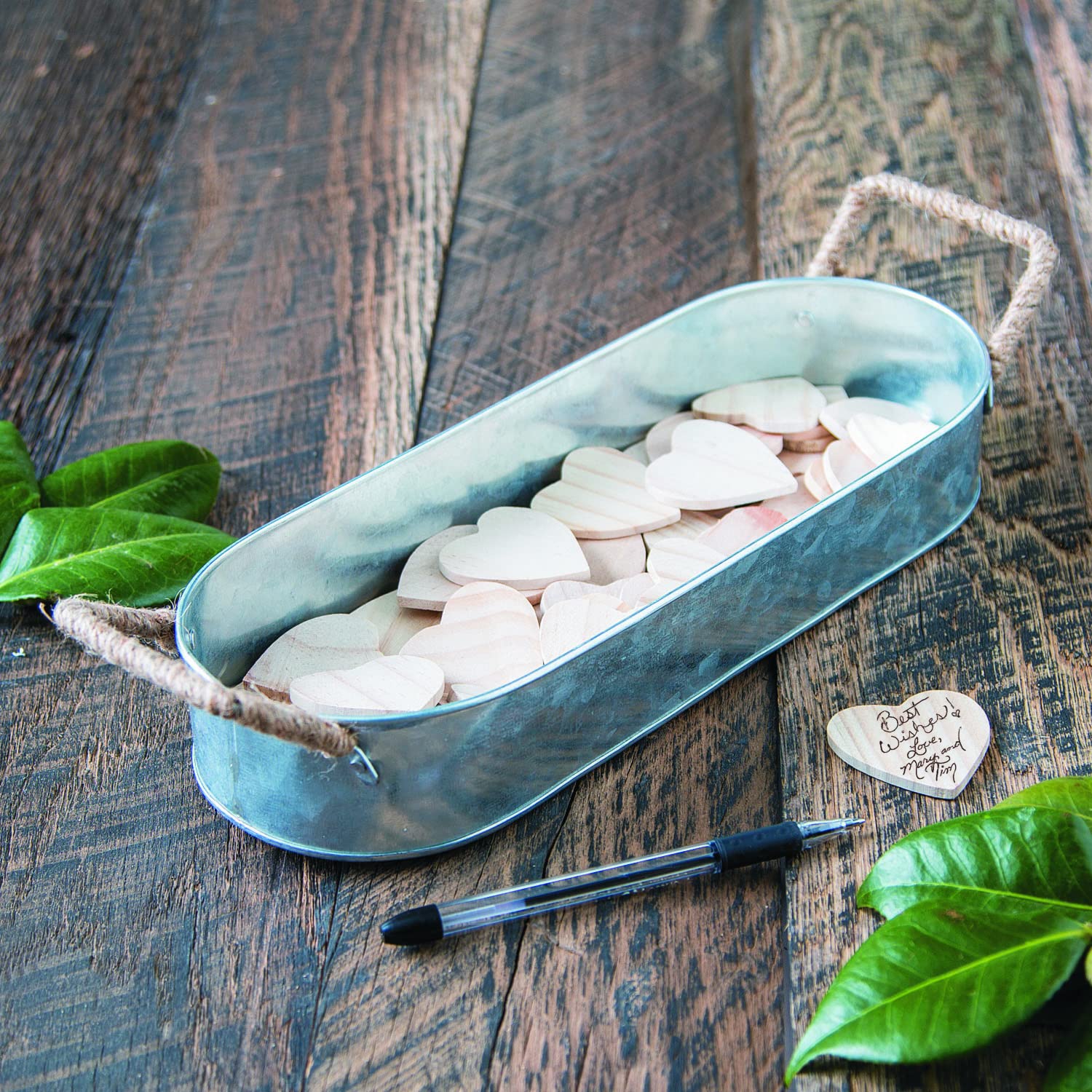 Galvanized Metal Tray with Handles for Kitchen & Serving