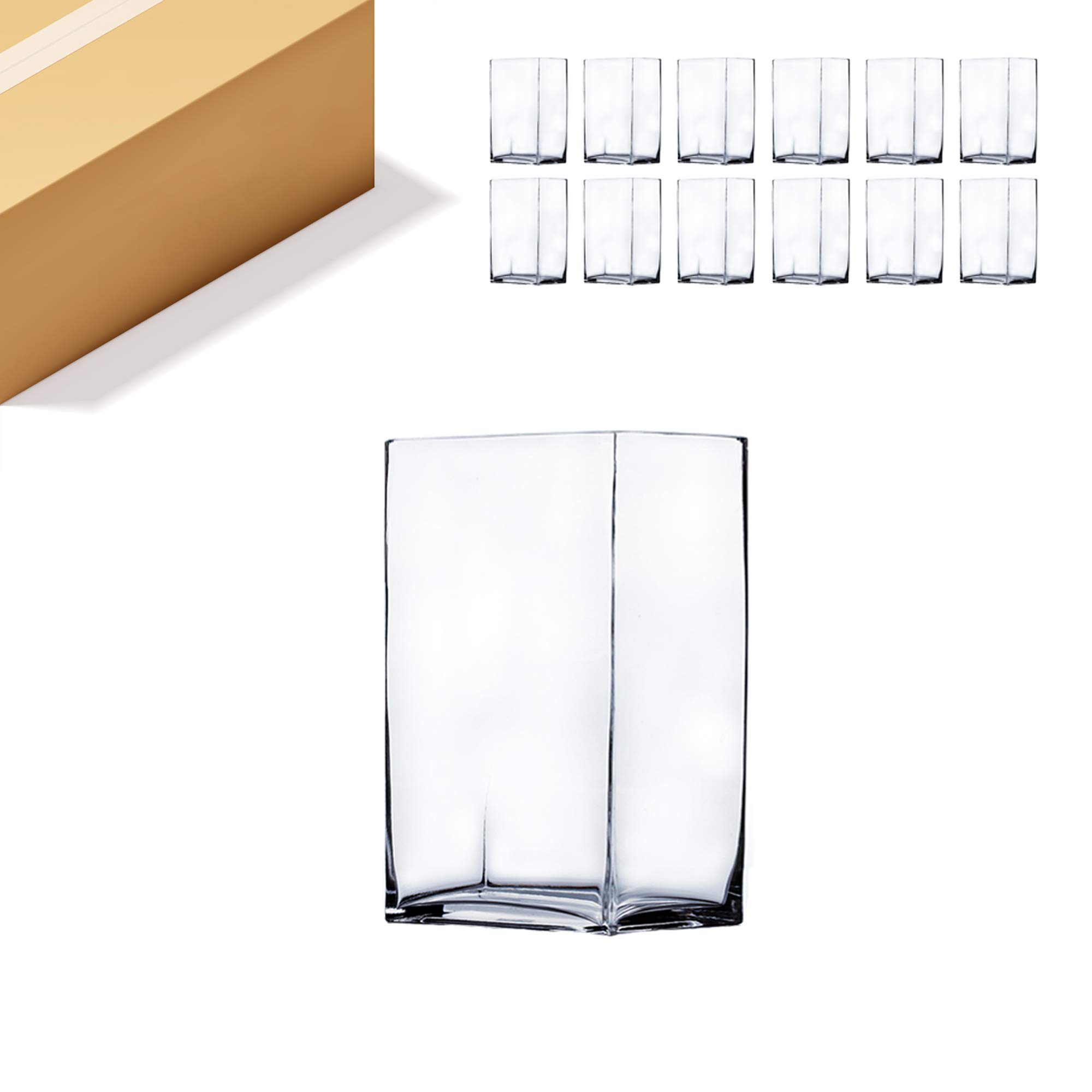WGV Clear Glass Rectangle Block Vase Bulk - 3